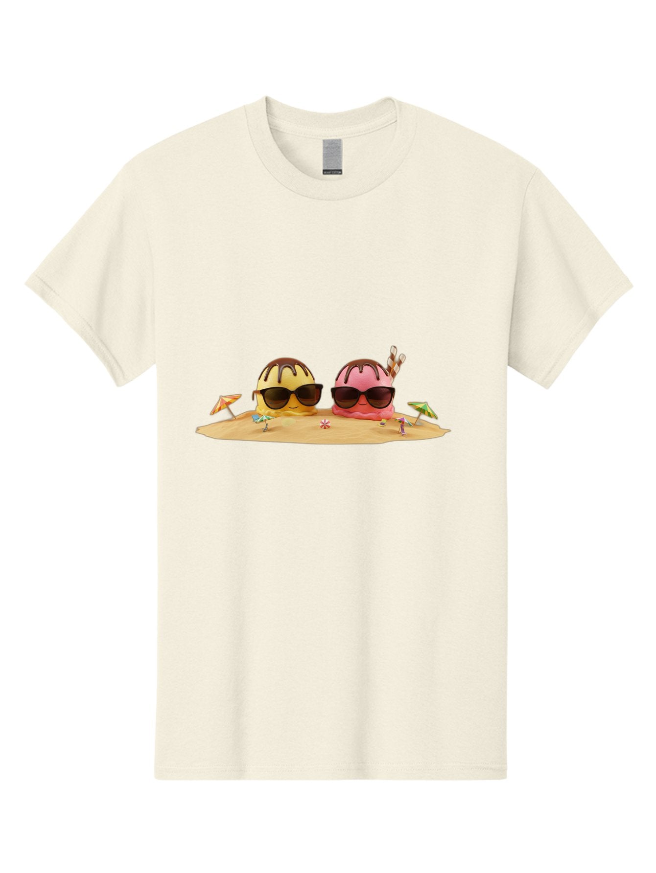 Donuts-On-Island Men'S Graphic Tee, 100% Cotton, Comfortable Casual Summer Wear, Machine Washable, Cupcakes On Island, Sunglasses, Beach Umbrellas, Summer Fun, Cartoon Style, Sweet Treats, Tropical Getaway, Vacation Vibes, Dessert Lovers, Baa527 7