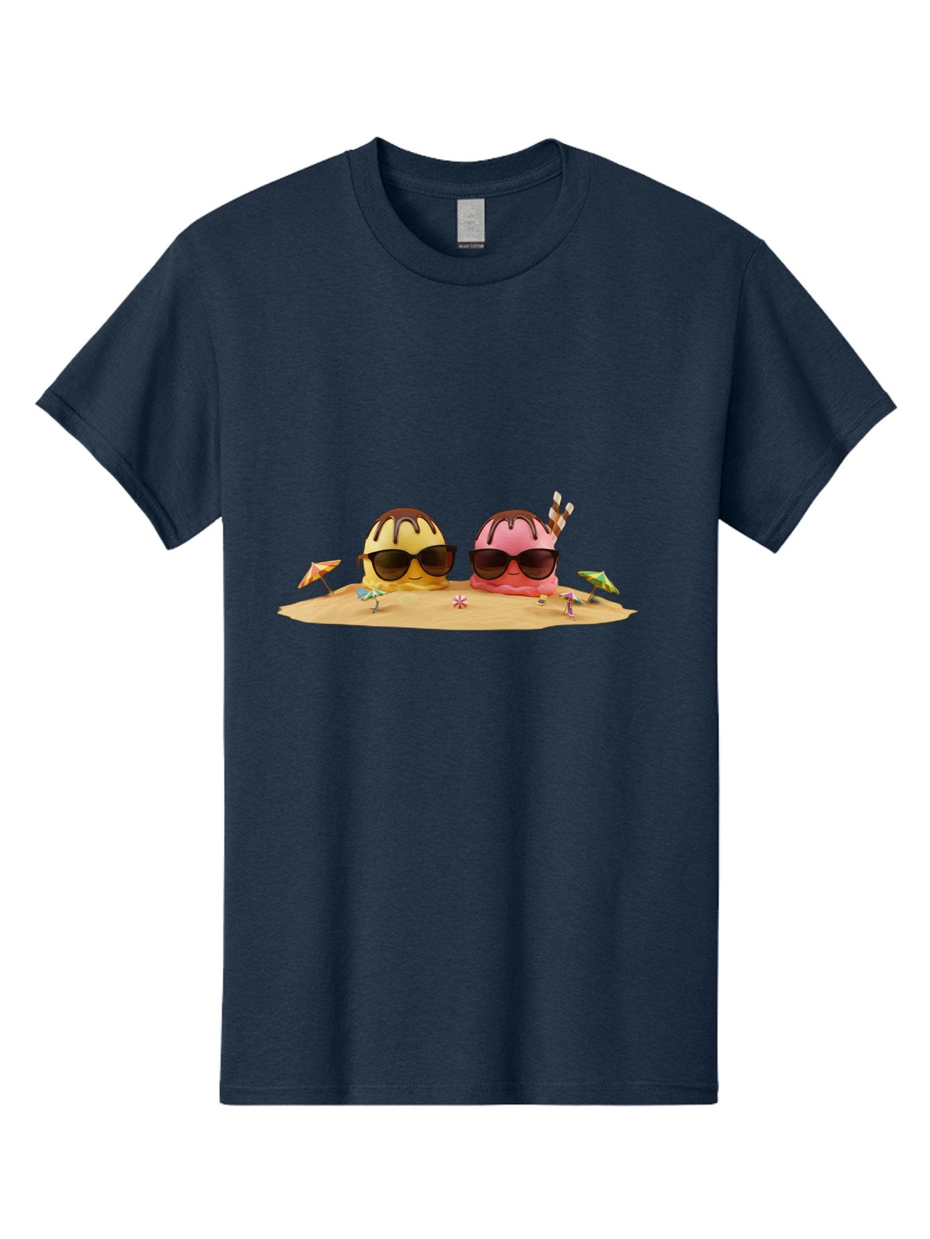 Donuts-On-Island Men'S Graphic Tee, 100% Cotton, Comfortable Casual Summer Wear, Machine Washable, Cupcakes On Island, Sunglasses, Beach Umbrellas, Summer Fun, Cartoon Style, Sweet Treats, Tropical Getaway, Vacation Vibes, Dessert Lovers, Baa527 10