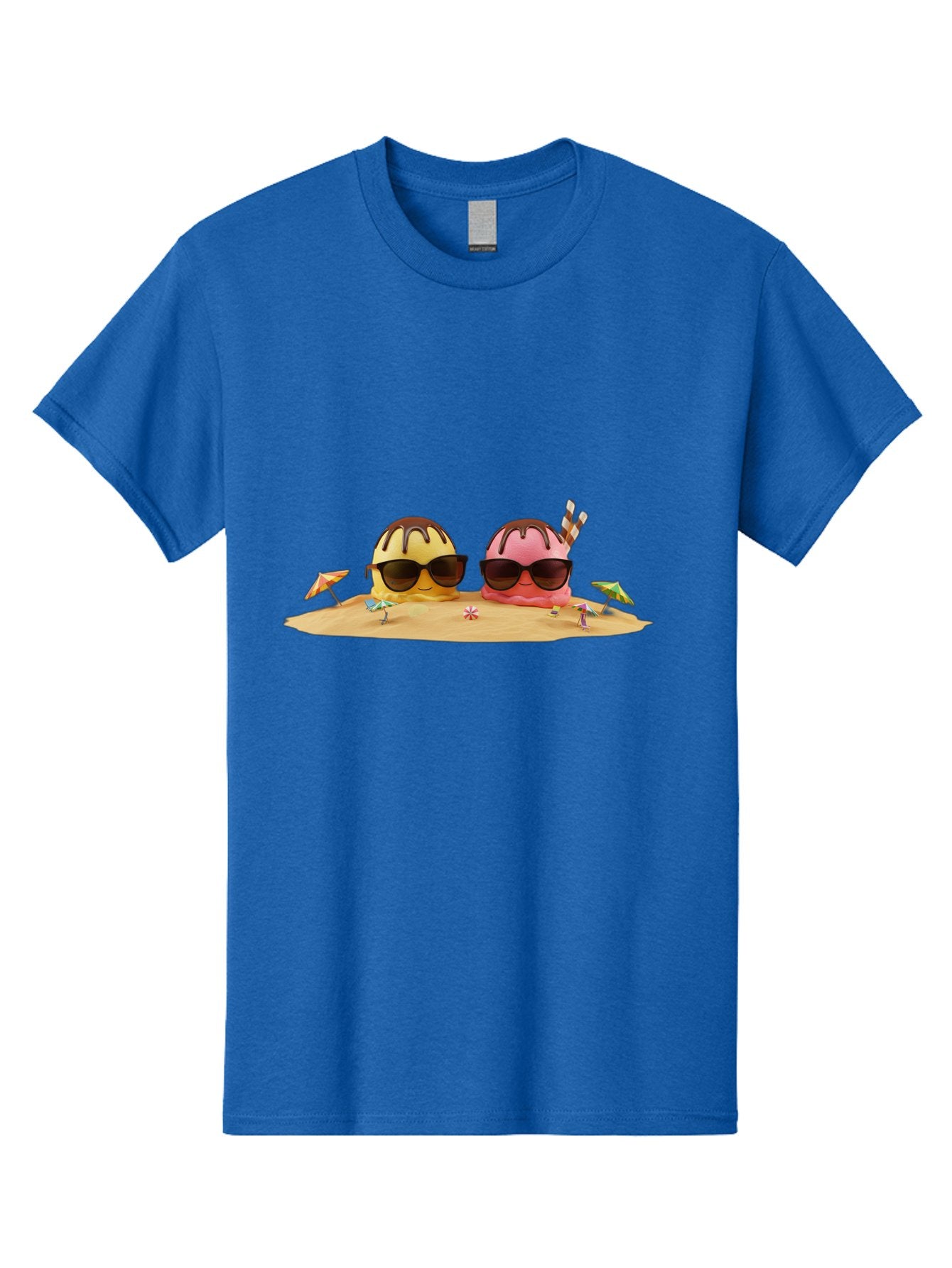 Donuts-On-Island Men'S Graphic Tee, 100% Cotton, Comfortable Casual Summer Wear, Machine Washable, Cupcakes On Island, Sunglasses, Beach Umbrellas, Summer Fun, Cartoon Style, Sweet Treats, Tropical Getaway, Vacation Vibes, Dessert Lovers, Baa527