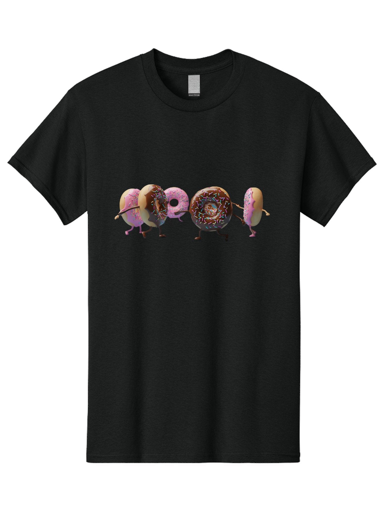 Donuts Men'S Graphic Tee, 100% Cotton, Comfortable Casual Summer Wear, Machine Washable, Donuts With Arms And Legs Running, Chocolate Frosted Donuts, Pink Frosted Donuts, Colorful Sprinkles, Fun Illustration, Sweet Treats, Dessert Graphics Baa531 15
