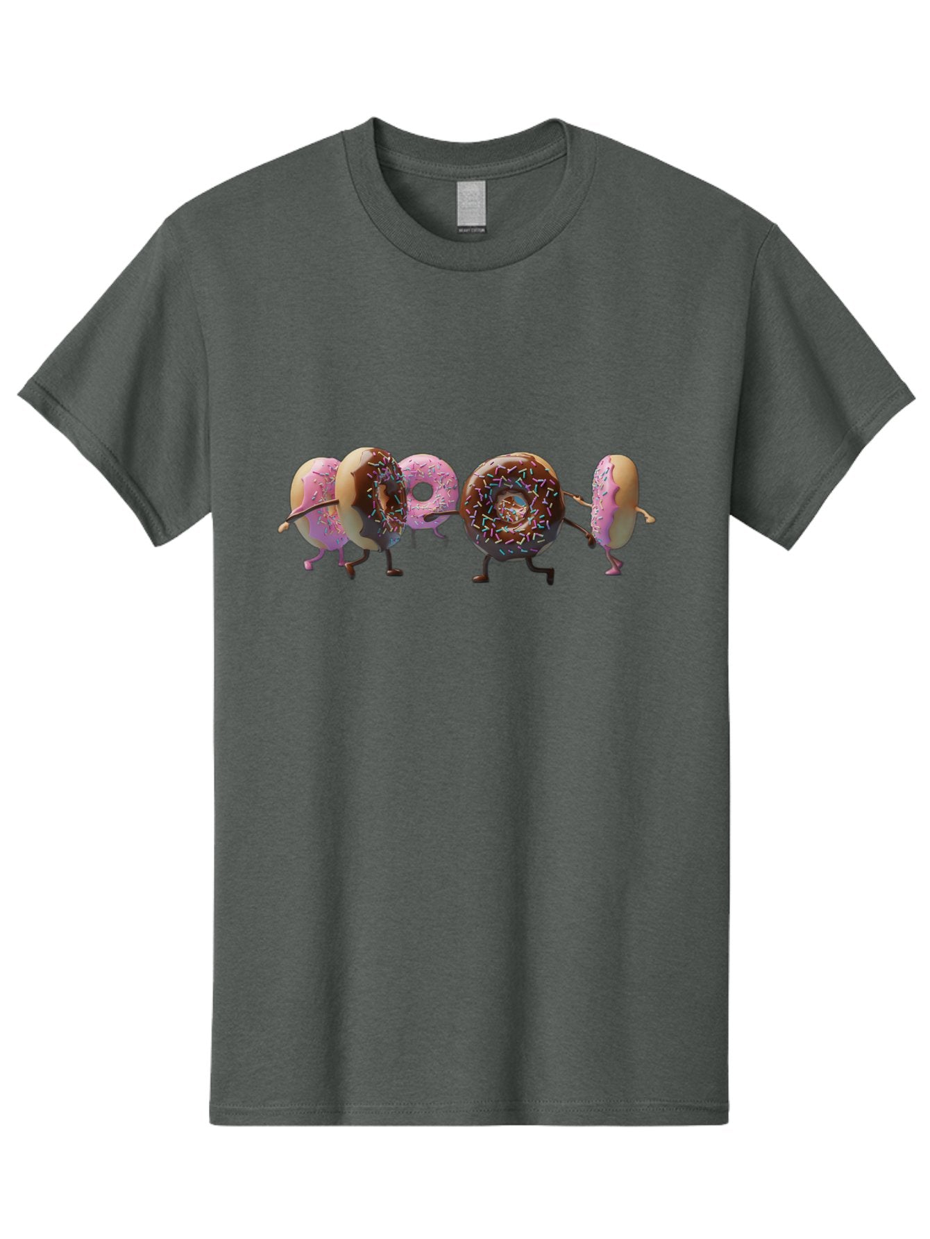 Donuts Men'S Graphic Tee, 100% Cotton, Comfortable Casual Summer Wear, Machine Washable, Donuts With Arms And Legs Running, Chocolate Frosted Donuts, Pink Frosted Donuts, Colorful Sprinkles, Fun Illustration, Sweet Treats, Dessert Graphics Baa531 9