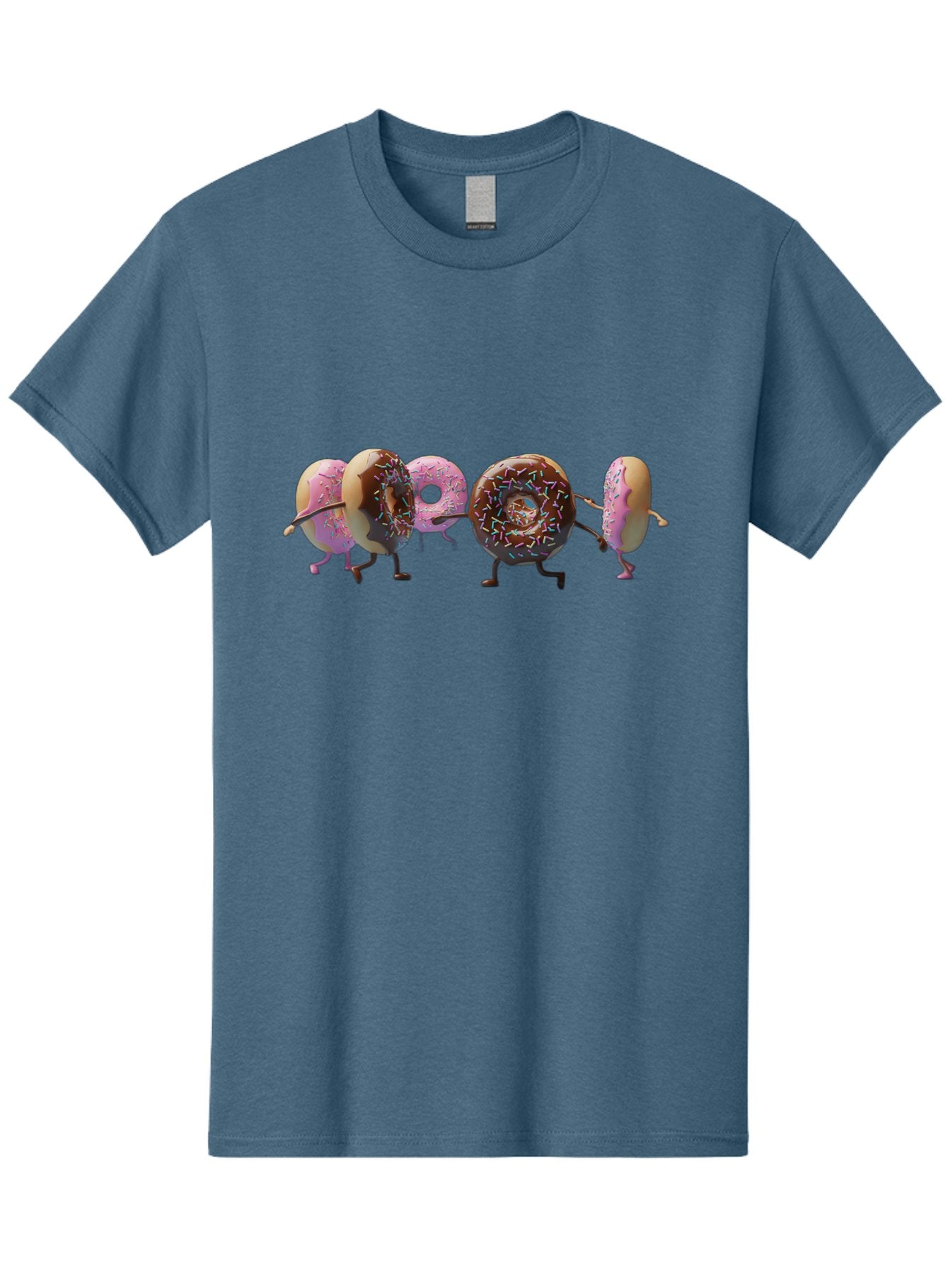 Donuts Men'S Graphic Tee, 100% Cotton, Comfortable Casual Summer Wear, Machine Washable, Donuts With Arms And Legs Running, Chocolate Frosted Donuts, Pink Frosted Donuts, Colorful Sprinkles, Fun Illustration, Sweet Treats, Dessert Graphics Baa531