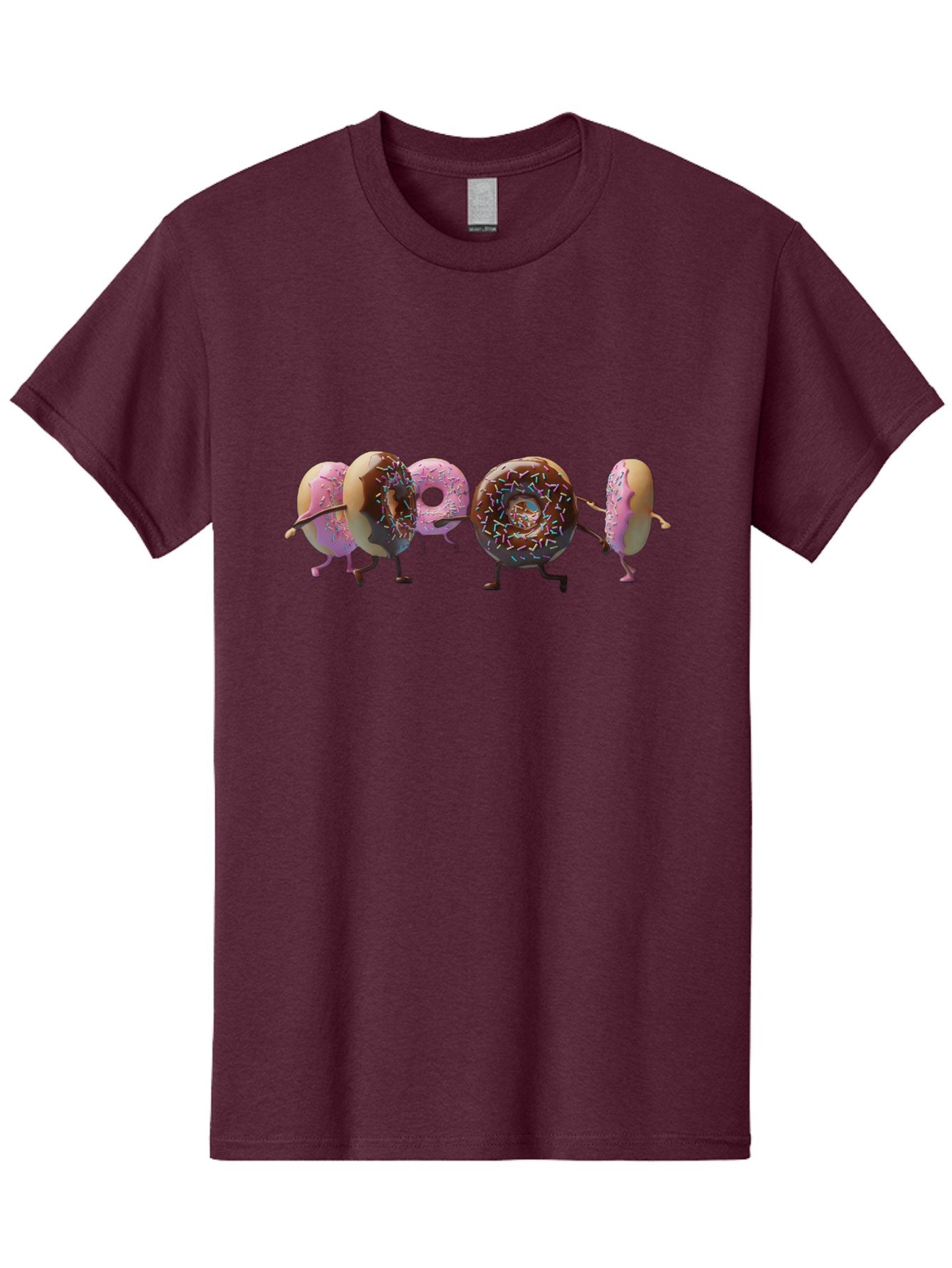 Donuts Men'S Graphic Tee, 100% Cotton, Comfortable Casual Summer Wear, Machine Washable, Donuts With Arms And Legs Running, Chocolate Frosted Donuts, Pink Frosted Donuts, Colorful Sprinkles, Fun Illustration, Sweet Treats, Dessert Graphics Baa531 8