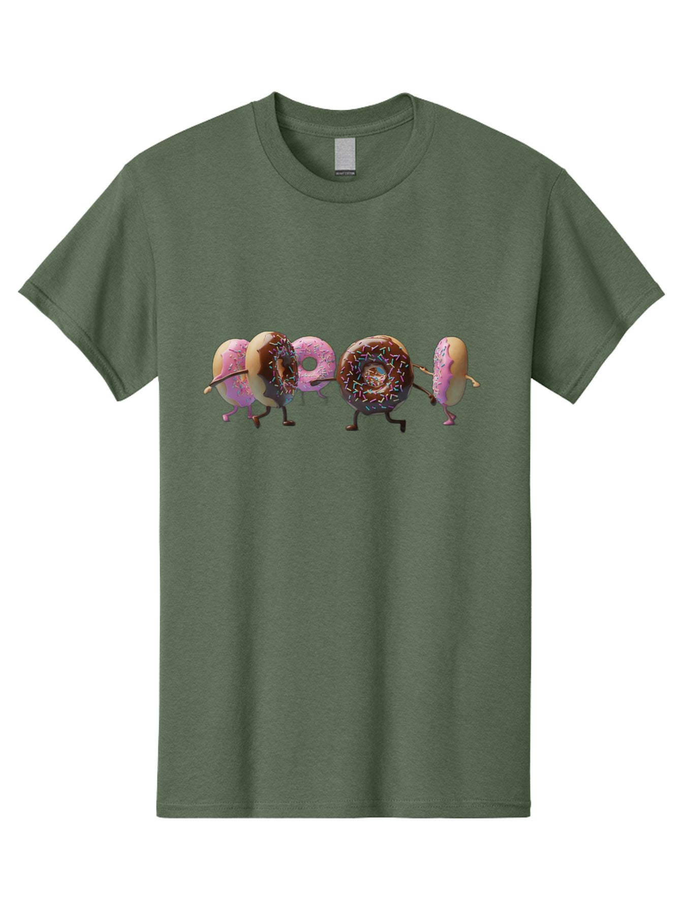 Donuts Men'S Graphic Tee, 100% Cotton, Comfortable Casual Summer Wear, Machine Washable, Donuts With Arms And Legs Running, Chocolate Frosted Donuts, Pink Frosted Donuts, Colorful Sprinkles, Fun Illustration, Sweet Treats, Dessert Graphics Baa531 6