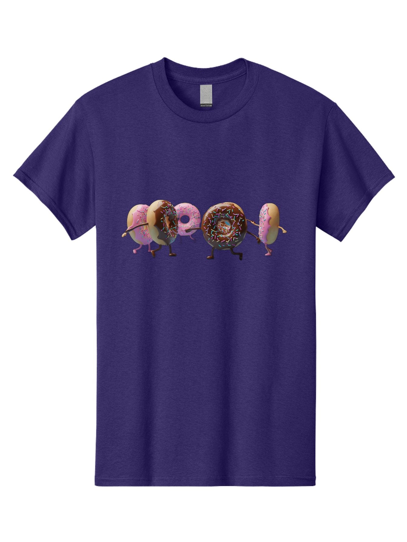 Donuts Men'S Graphic Tee, 100% Cotton, Comfortable Casual Summer Wear, Machine Washable, Donuts With Arms And Legs Running, Chocolate Frosted Donuts, Pink Frosted Donuts, Colorful Sprinkles, Fun Illustration, Sweet Treats, Dessert Graphics Baa531 14