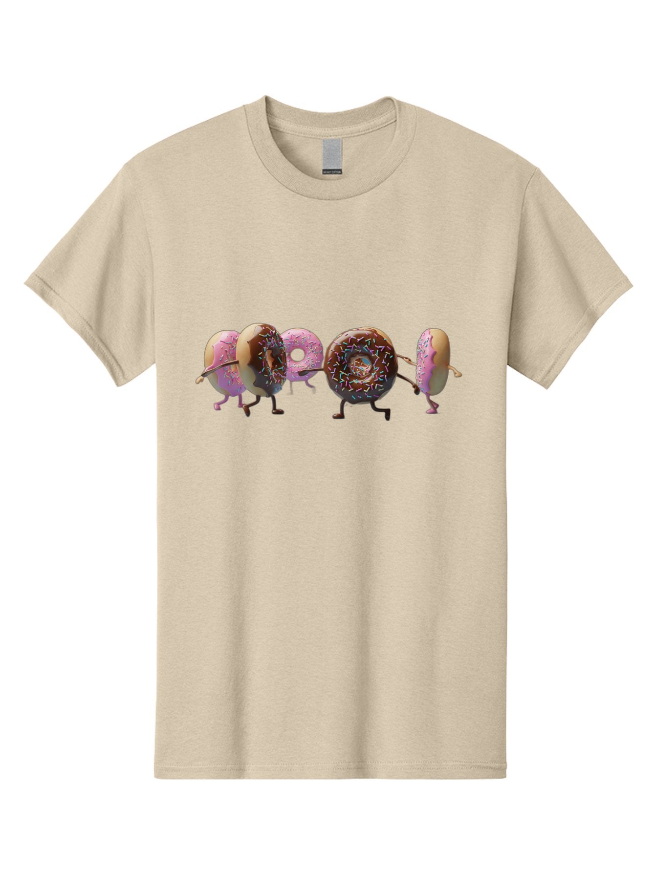 Donuts Men'S Graphic Tee, 100% Cotton, Comfortable Casual Summer Wear, Machine Washable, Donuts With Arms And Legs Running, Chocolate Frosted Donuts, Pink Frosted Donuts, Colorful Sprinkles, Fun Illustration, Sweet Treats, Dessert Graphics Baa531 10