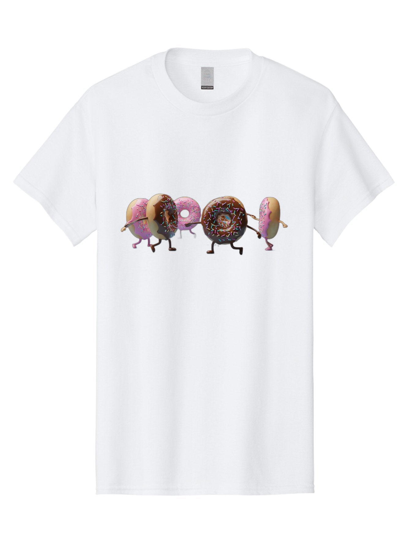 Donuts Men'S Graphic Tee, 100% Cotton, Comfortable Casual Summer Wear, Machine Washable, Donuts With Arms And Legs Running, Chocolate Frosted Donuts, Pink Frosted Donuts, Colorful Sprinkles, Fun Illustration, Sweet Treats, Dessert Graphics Baa531 13