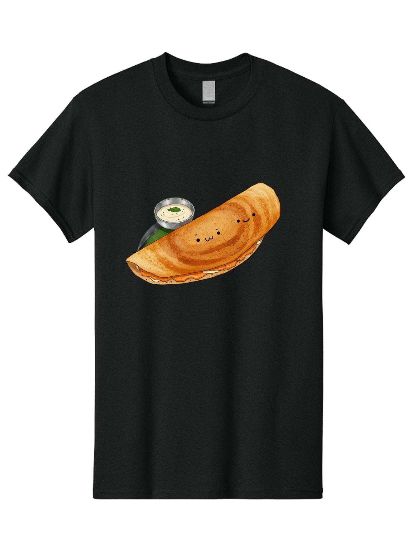 Dosa-2 Men'S Graphic Tee, 100% Cotton, Comfortable Casual Summer Wear, Machine Washable, Indian Cuisine, South Indian Food, Masala Dosa, Dosa Recipe, Crepe Style Pancake, Potato Filling, Chutney, Spicy, Savory, Cartoon Illustration, Kawaii, Baa533 15