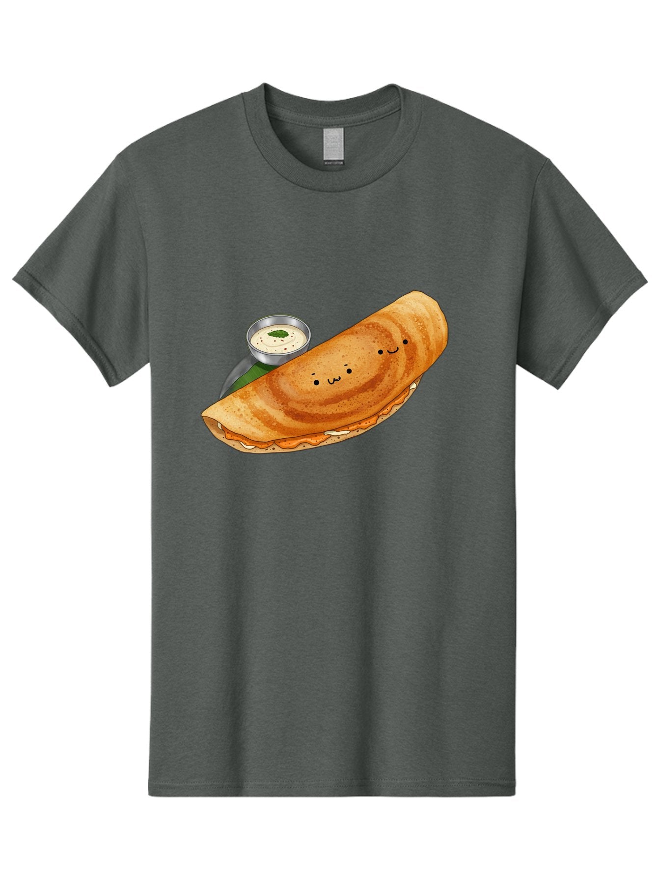 Dosa-2 Men'S Graphic Tee, 100% Cotton, Comfortable Casual Summer Wear, Machine Washable, Indian Cuisine, South Indian Food, Masala Dosa, Dosa Recipe, Crepe Style Pancake, Potato Filling, Chutney, Spicy, Savory, Cartoon Illustration, Kawaii, Baa533