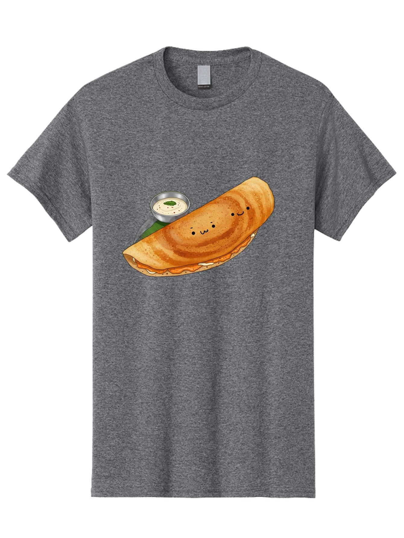 Dosa-2 Men'S Graphic Tee, 100% Cotton, Comfortable Casual Summer Wear, Machine Washable, Indian Cuisine, South Indian Food, Masala Dosa, Dosa Recipe, Crepe Style Pancake, Potato Filling, Chutney, Spicy, Savory, Cartoon Illustration, Kawaii, Baa533 9