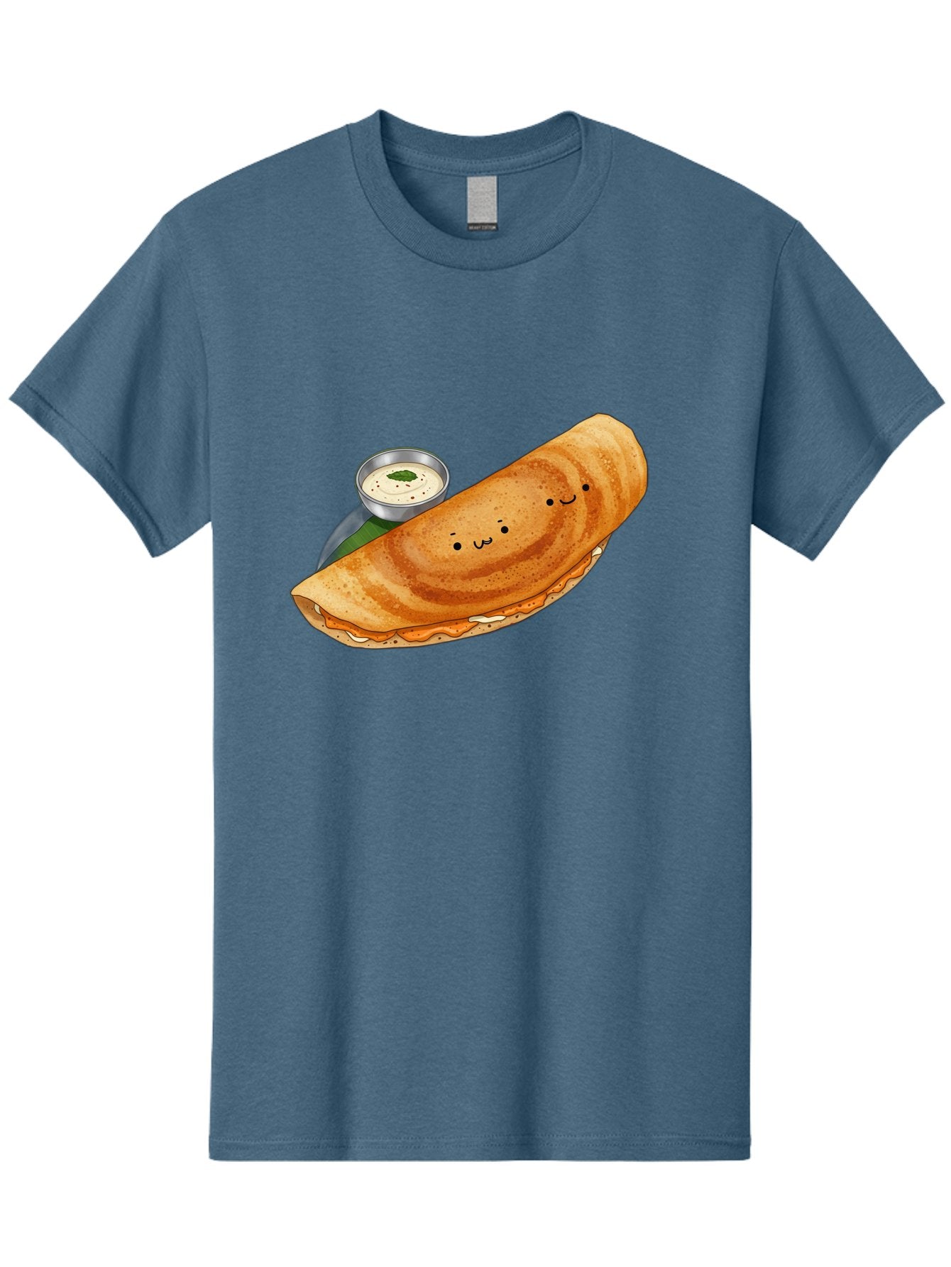 Dosa-2 Men'S Graphic Tee, 100% Cotton, Comfortable Casual Summer Wear, Machine Washable, Indian Cuisine, South Indian Food, Masala Dosa, Dosa Recipe, Crepe Style Pancake, Potato Filling, Chutney, Spicy, Savory, Cartoon Illustration, Kawaii, Baa533 7
