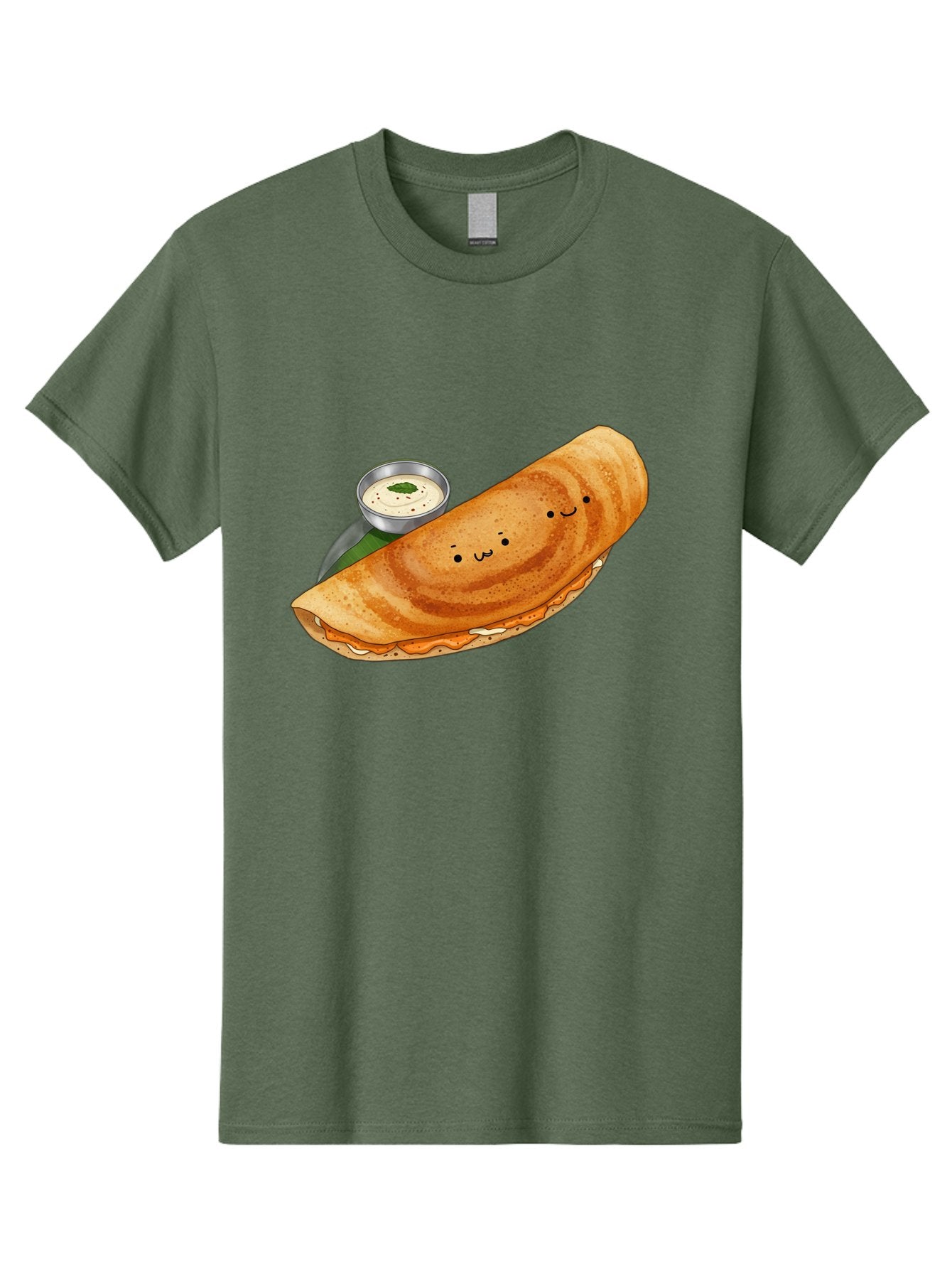 Dosa-2 Men'S Graphic Tee, 100% Cotton, Comfortable Casual Summer Wear, Machine Washable, Indian Cuisine, South Indian Food, Masala Dosa, Dosa Recipe, Crepe Style Pancake, Potato Filling, Chutney, Spicy, Savory, Cartoon Illustration, Kawaii, Baa533 12