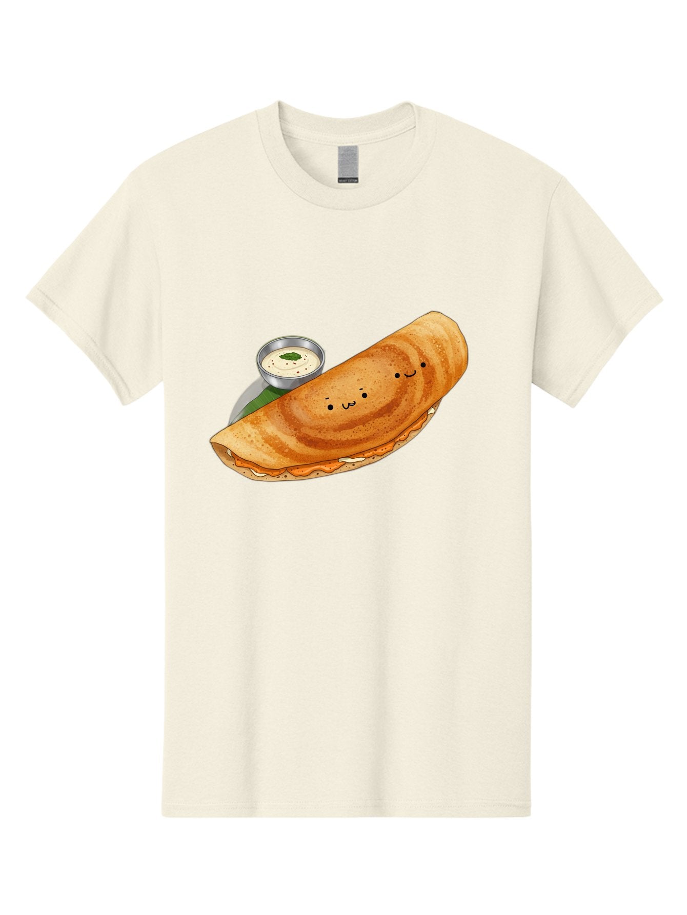 Dosa-2 Men'S Graphic Tee, 100% Cotton, Comfortable Casual Summer Wear, Machine Washable, Indian Cuisine, South Indian Food, Masala Dosa, Dosa Recipe, Crepe Style Pancake, Potato Filling, Chutney, Spicy, Savory, Cartoon Illustration, Kawaii, Baa533