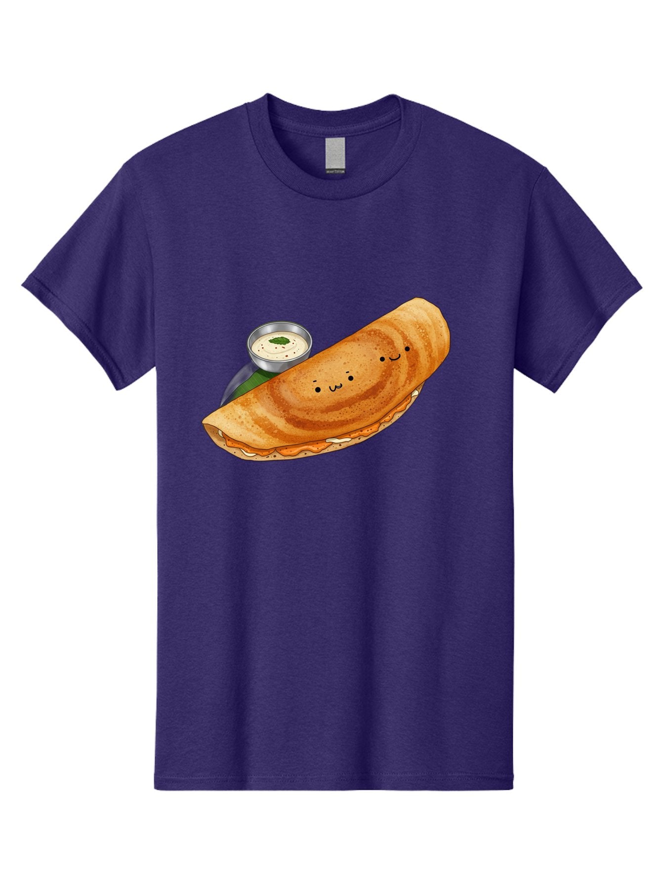 Dosa-2 Men'S Graphic Tee, 100% Cotton, Comfortable Casual Summer Wear, Machine Washable, Indian Cuisine, South Indian Food, Masala Dosa, Dosa Recipe, Crepe Style Pancake, Potato Filling, Chutney, Spicy, Savory, Cartoon Illustration, Kawaii, Baa533 5