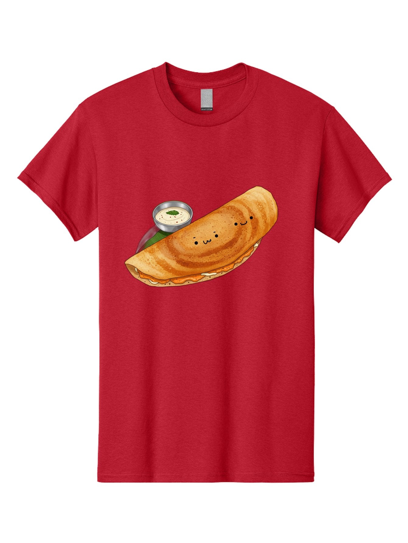 Dosa-2 Men'S Graphic Tee, 100% Cotton, Comfortable Casual Summer Wear, Machine Washable, Indian Cuisine, South Indian Food, Masala Dosa, Dosa Recipe, Crepe Style Pancake, Potato Filling, Chutney, Spicy, Savory, Cartoon Illustration, Kawaii, Baa533 14