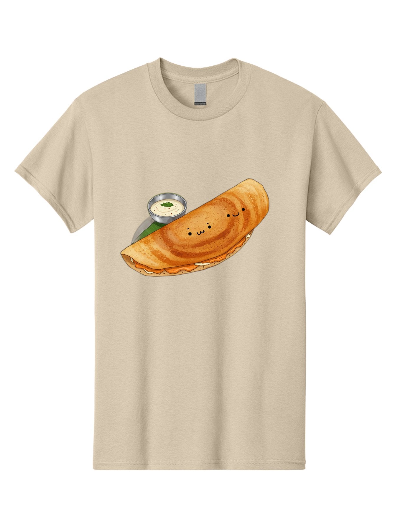 Dosa-2 Men'S Graphic Tee, 100% Cotton, Comfortable Casual Summer Wear, Machine Washable, Indian Cuisine, South Indian Food, Masala Dosa, Dosa Recipe, Crepe Style Pancake, Potato Filling, Chutney, Spicy, Savory, Cartoon Illustration, Kawaii, Baa533 6