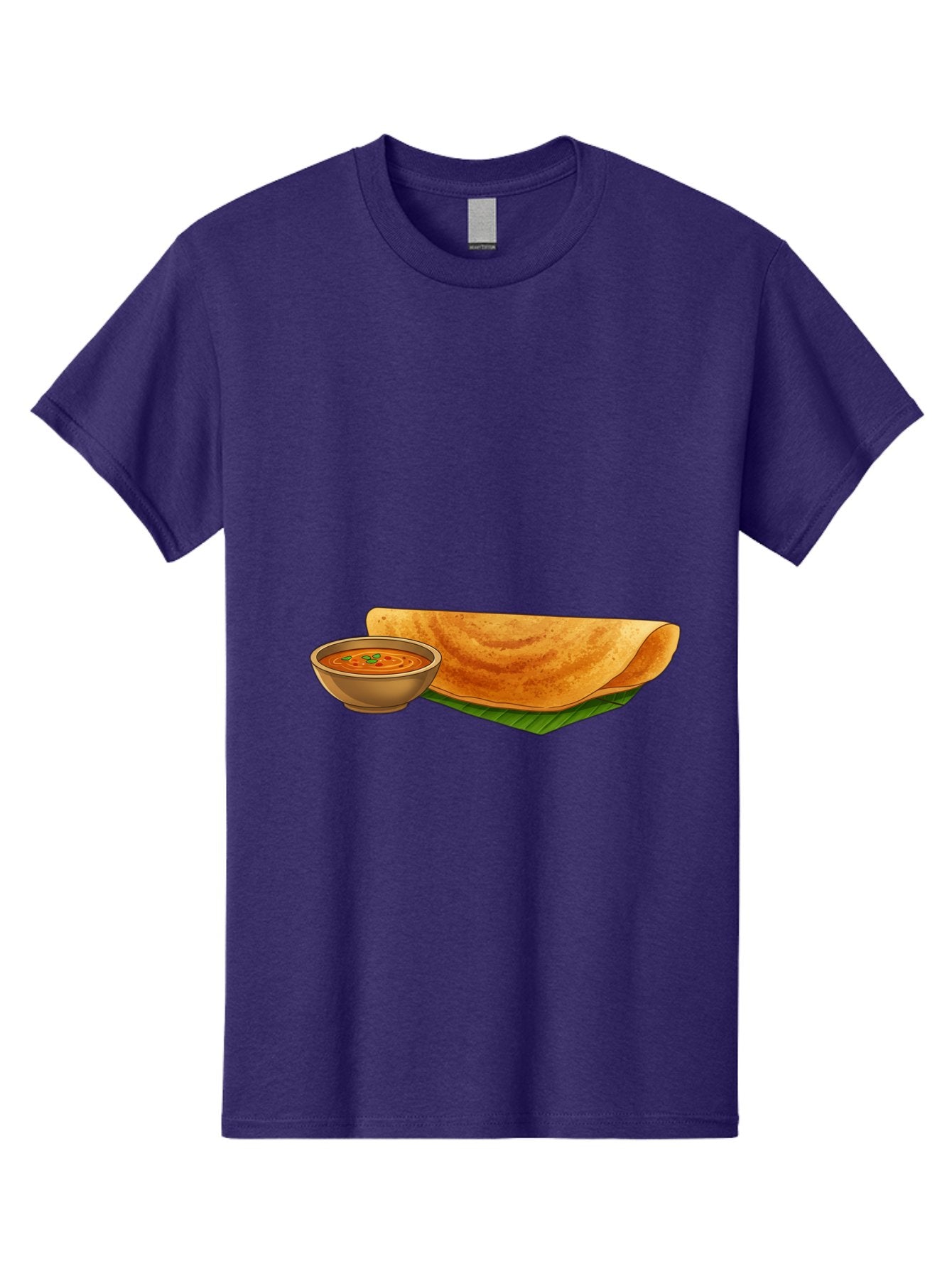 Dosa-And-Sambar Men'S Graphic Tee, 100% Cotton, Comfortable Casual Summer Wear, Machine Washable, South Indian Cuisine, Dosa With Sambhar, Indian Breakfast, Fermented Crepe, Spicy Sambhar, Traditional Indian Dish, Food Illustration, Baa536 15