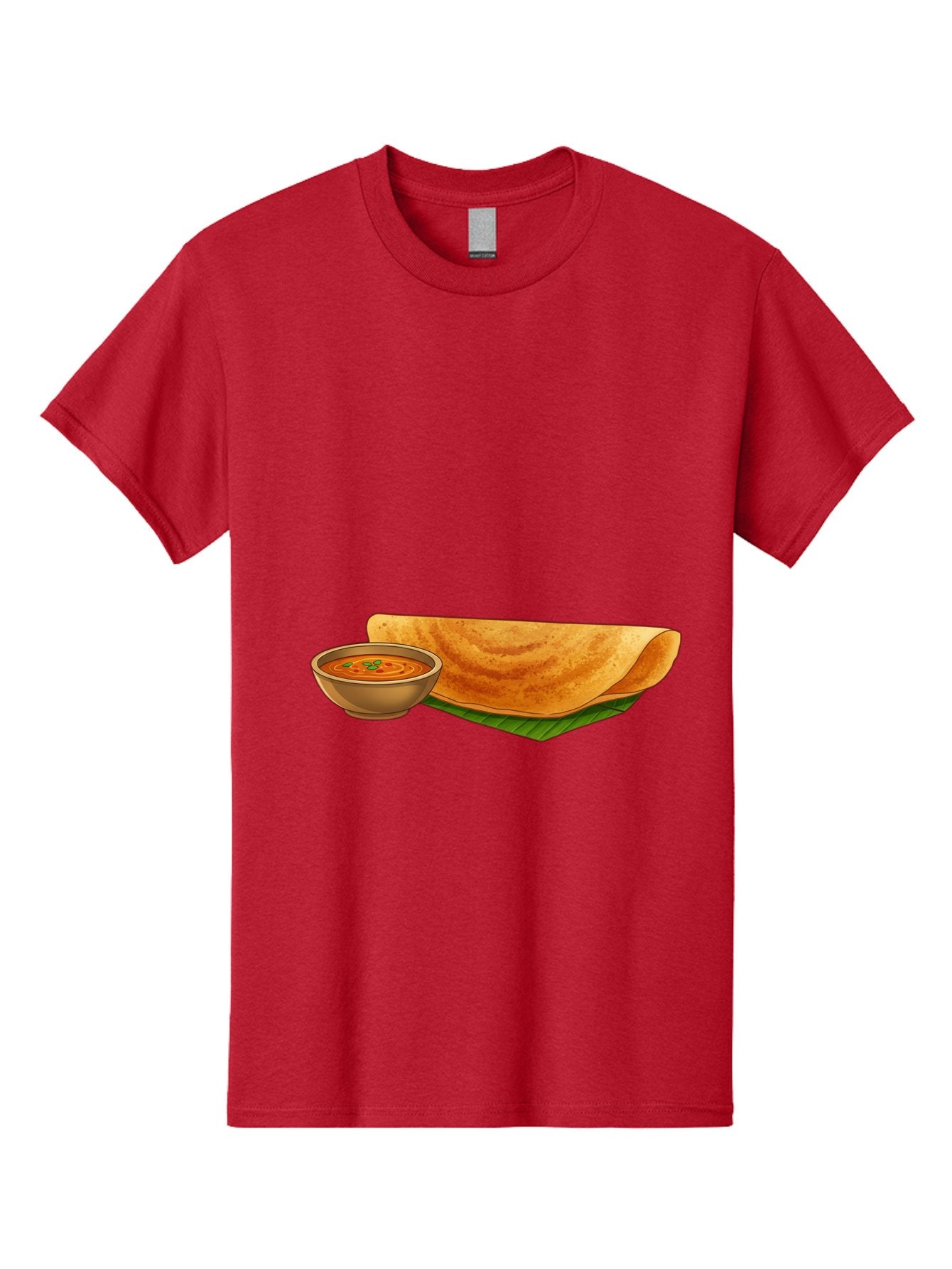 Dosa-And-Sambar Men'S Graphic Tee, 100% Cotton, Comfortable Casual Summer Wear, Machine Washable, South Indian Cuisine, Dosa With Sambhar, Indian Breakfast, Fermented Crepe, Spicy Sambhar, Traditional Indian Dish, Food Illustration, Baa536 11