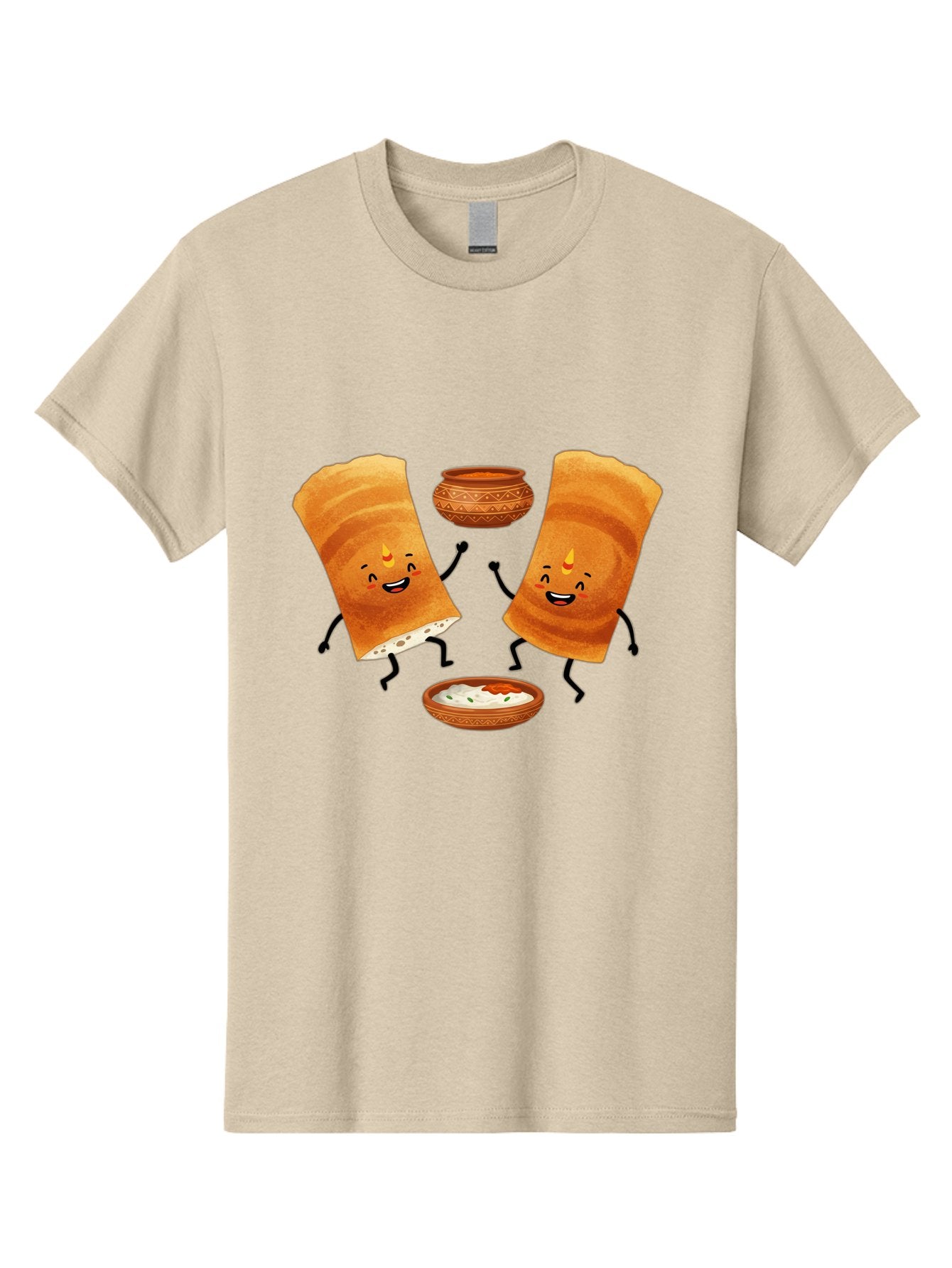 Dosa-Characters Men'S Graphic Tee, 100% Cotton, Comfortable Casual Summer Wear, Machine Washable, Cartoon Dosa Characters, Dancing Dosas, Sambar, Chutney, Indian Food, Dosa Dance, Funny Dosas, Animated Dosas, Indian Cuisine, Dosa Fun Baa539 11