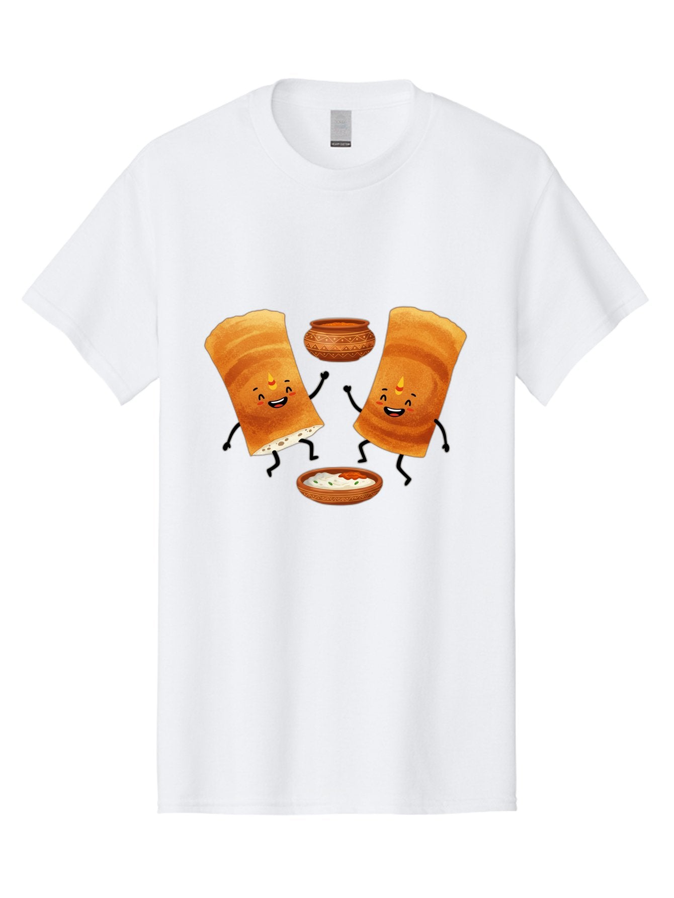 Dosa-Characters Men'S Graphic Tee, 100% Cotton, Comfortable Casual Summer Wear, Machine Washable, Cartoon Dosa Characters, Dancing Dosas, Sambar, Chutney, Indian Food, Dosa Dance, Funny Dosas, Animated Dosas, Indian Cuisine, Dosa Fun Baa539 8