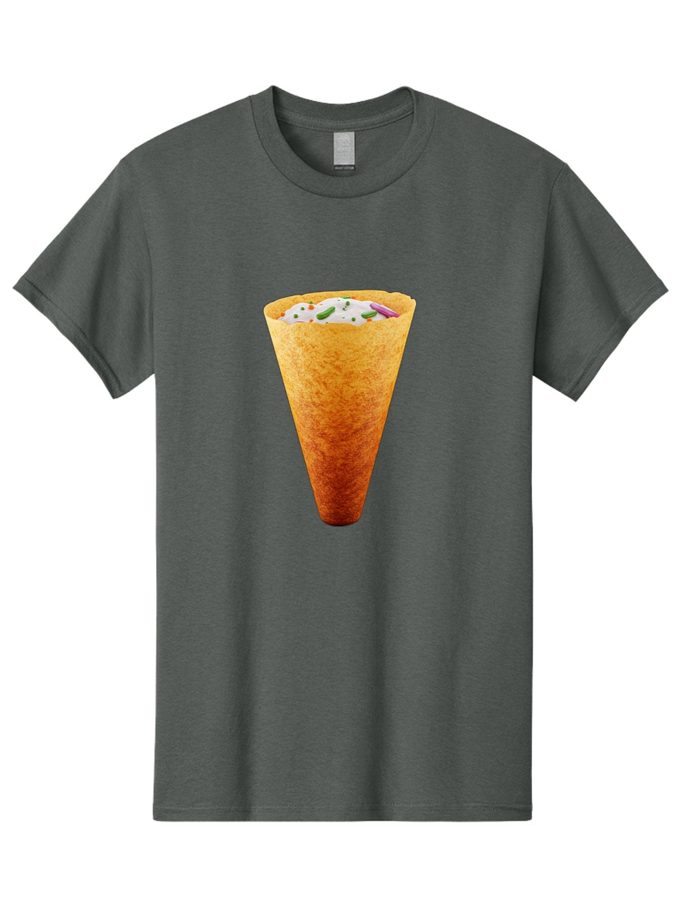 Dosa-Cone Men'S Graphic Tee, 100% Cotton, Comfortable Casual Summer Wear, Machine Washable, Masala Cone, Indian Street Food, Crispy Cone, Savory Snack, Flavorful Filling, Chutney, Spices, Appetizing Treat Baa540 14