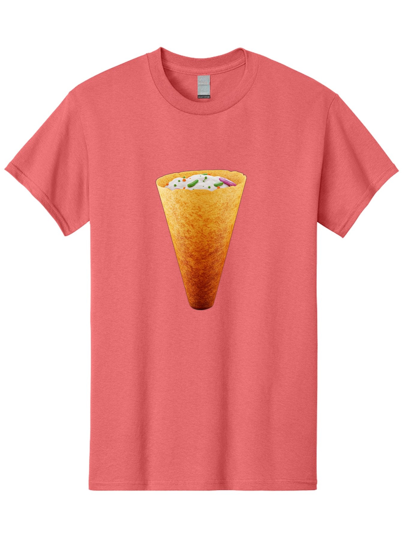 Dosa-Cone Men'S Graphic Tee, 100% Cotton, Comfortable Casual Summer Wear, Machine Washable, Masala Cone, Indian Street Food, Crispy Cone, Savory Snack, Flavorful Filling, Chutney, Spices, Appetizing Treat Baa540 15