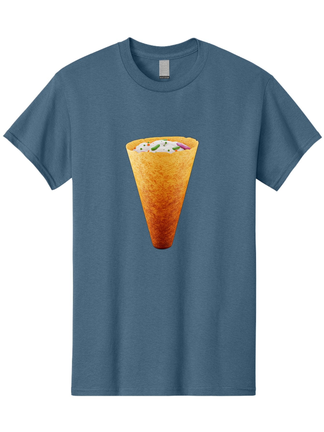 Dosa-Cone Men'S Graphic Tee, 100% Cotton, Comfortable Casual Summer Wear, Machine Washable, Masala Cone, Indian Street Food, Crispy Cone, Savory Snack, Flavorful Filling, Chutney, Spices, Appetizing Treat Baa540 3