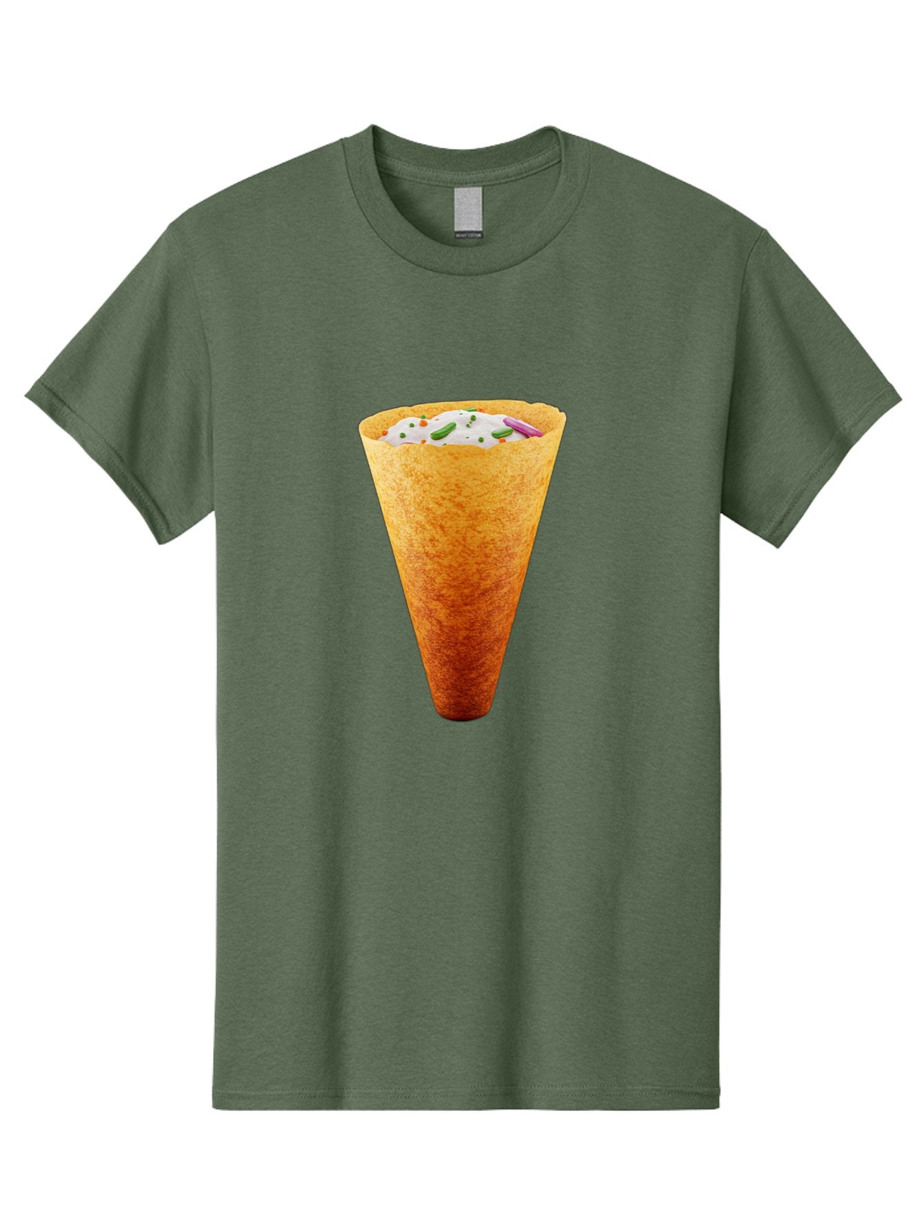 Dosa-Cone Men'S Graphic Tee, 100% Cotton, Comfortable Casual Summer Wear, Machine Washable, Masala Cone, Indian Street Food, Crispy Cone, Savory Snack, Flavorful Filling, Chutney, Spices, Appetizing Treat Baa540 10