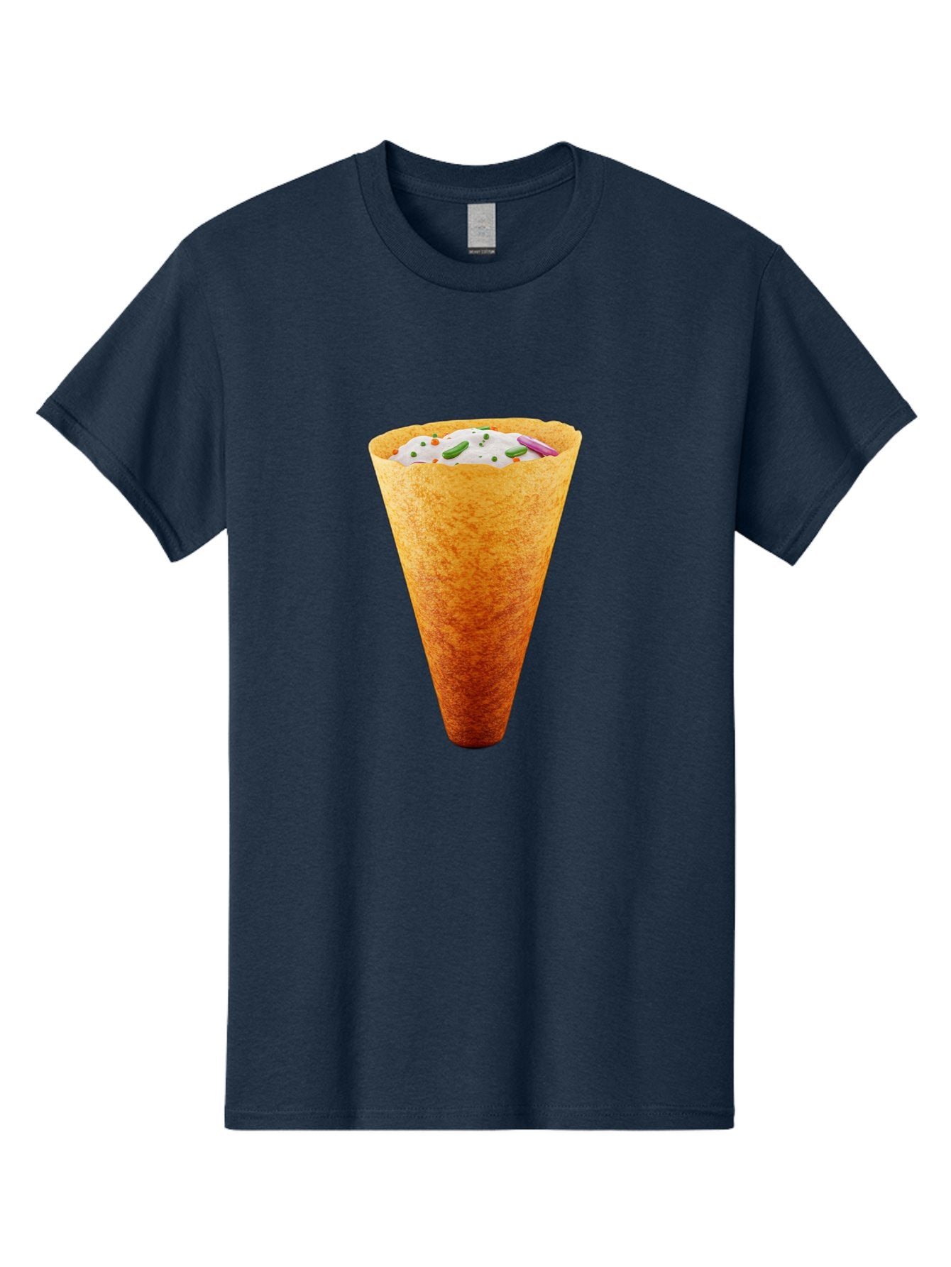 Dosa-Cone Men'S Graphic Tee, 100% Cotton, Comfortable Casual Summer Wear, Machine Washable, Masala Cone, Indian Street Food, Crispy Cone, Savory Snack, Flavorful Filling, Chutney, Spices, Appetizing Treat Baa540 9