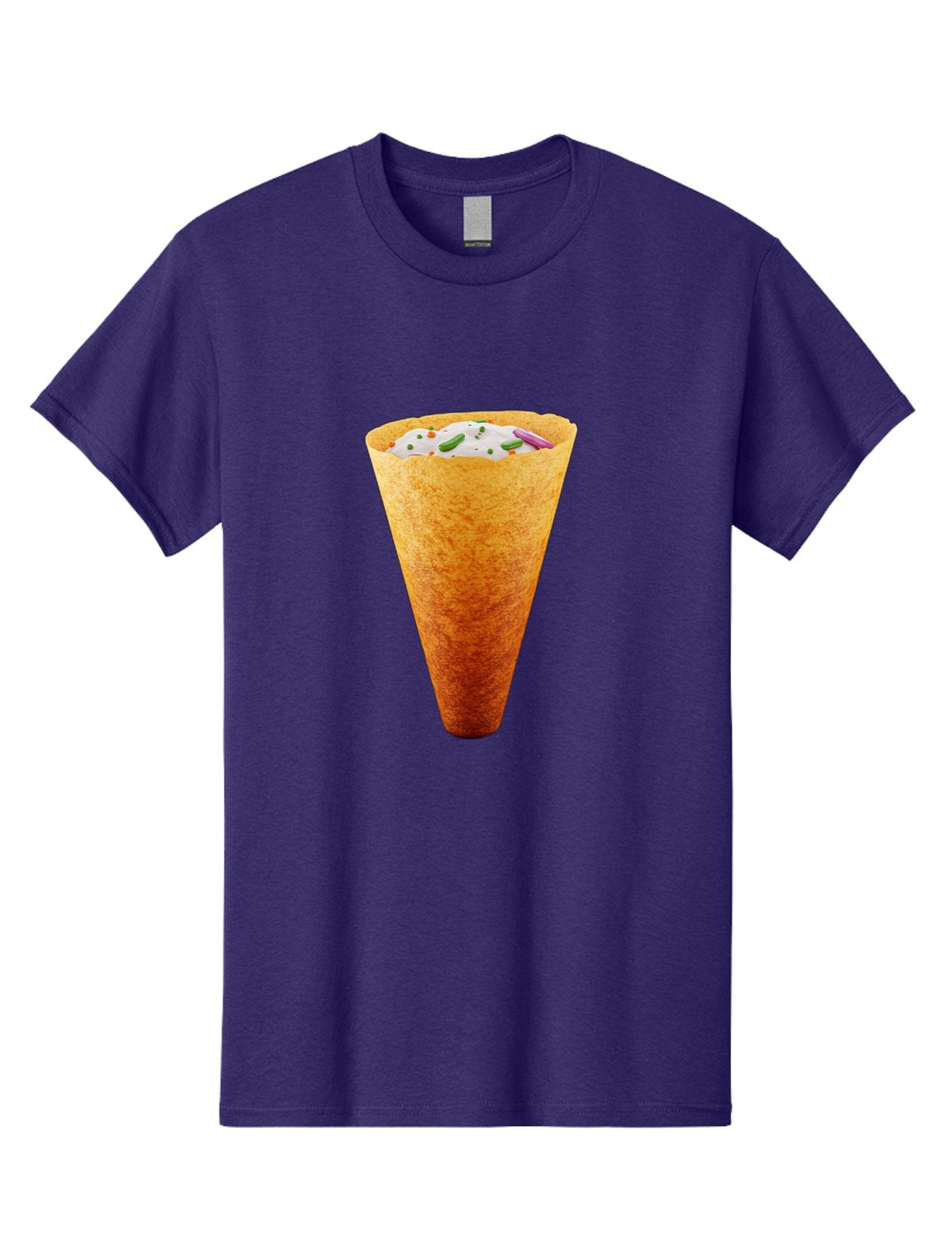 Dosa-Cone Men'S Graphic Tee, 100% Cotton, Comfortable Casual Summer Wear, Machine Washable, Masala Cone, Indian Street Food, Crispy Cone, Savory Snack, Flavorful Filling, Chutney, Spices, Appetizing Treat Baa540 12
