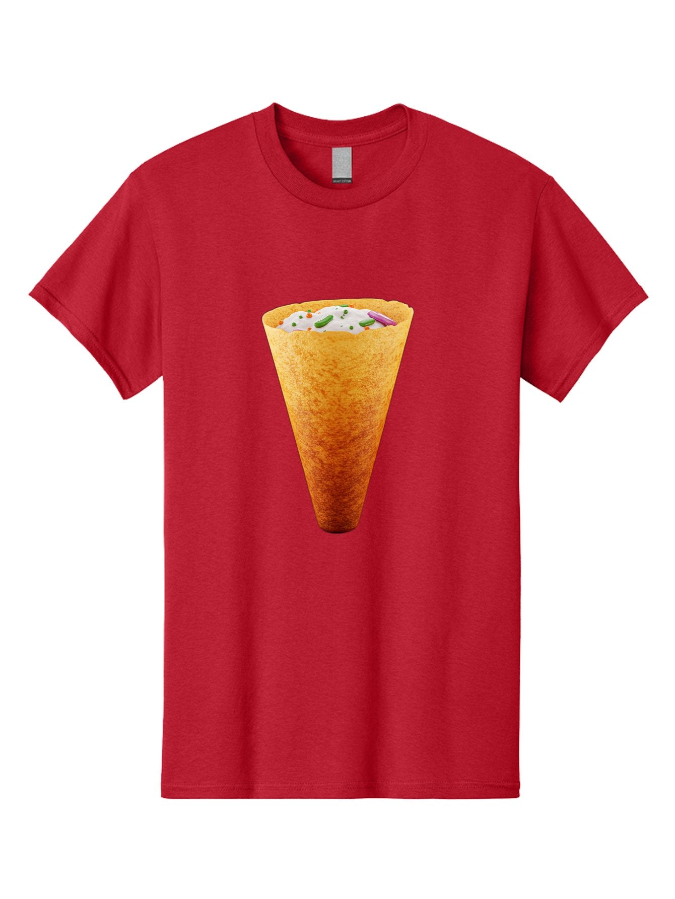 Dosa-Cone Men'S Graphic Tee, 100% Cotton, Comfortable Casual Summer Wear, Machine Washable, Masala Cone, Indian Street Food, Crispy Cone, Savory Snack, Flavorful Filling, Chutney, Spices, Appetizing Treat Baa540 13