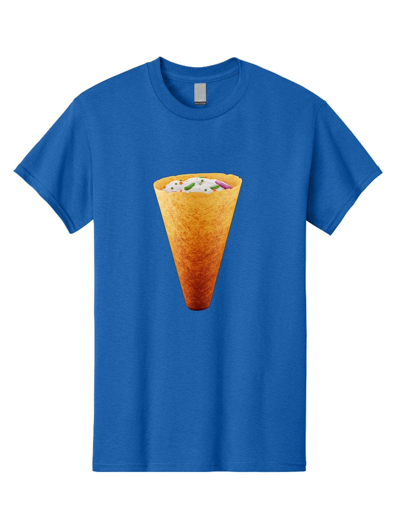 Dosa-Cone Men'S Graphic Tee, 100% Cotton, Comfortable Casual Summer Wear, Machine Washable, Masala Cone, Indian Street Food, Crispy Cone, Savory Snack, Flavorful Filling, Chutney, Spices, Appetizing Treat Baa540