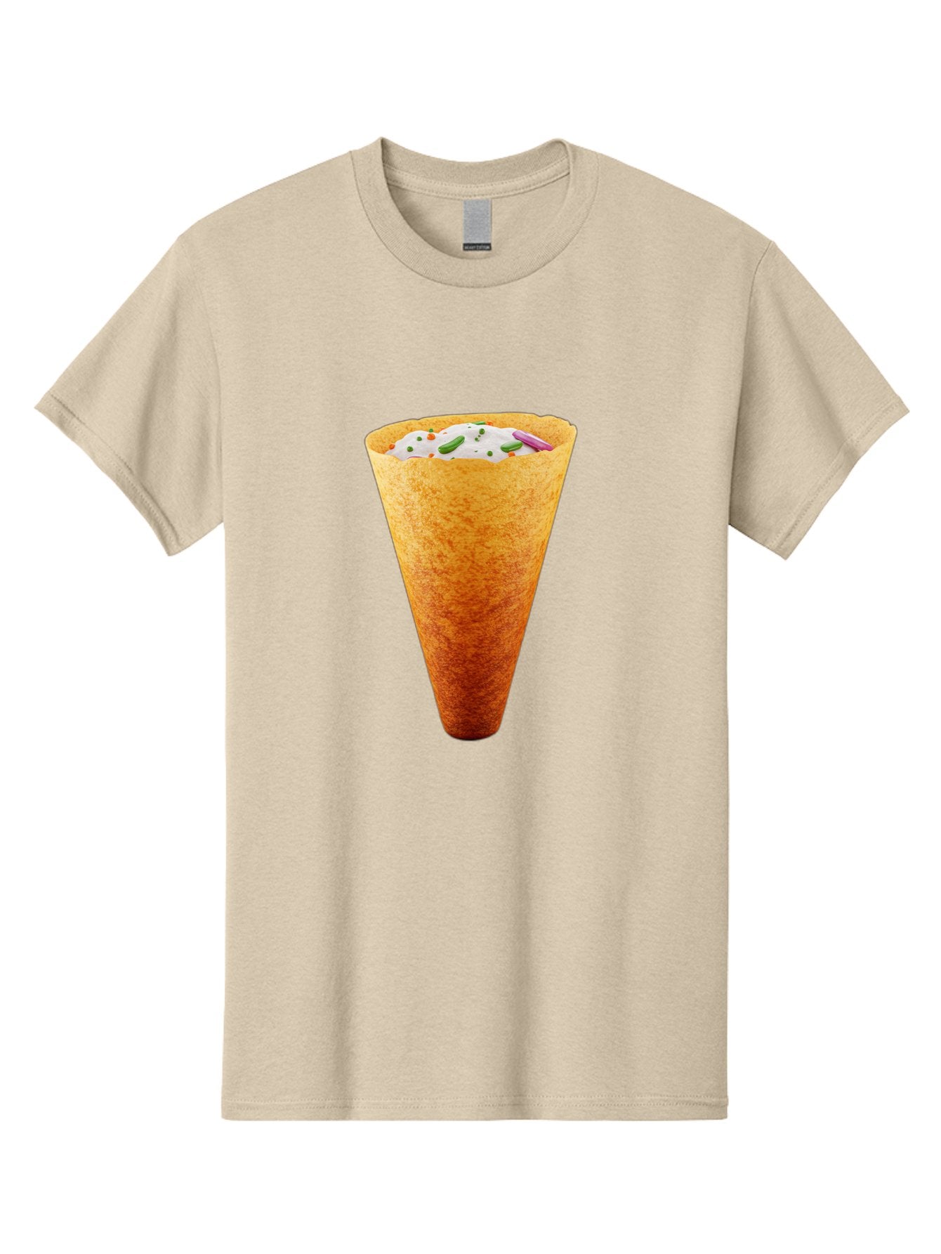 Dosa-Cone Men'S Graphic Tee, 100% Cotton, Comfortable Casual Summer Wear, Machine Washable, Masala Cone, Indian Street Food, Crispy Cone, Savory Snack, Flavorful Filling, Chutney, Spices, Appetizing Treat Baa540 4