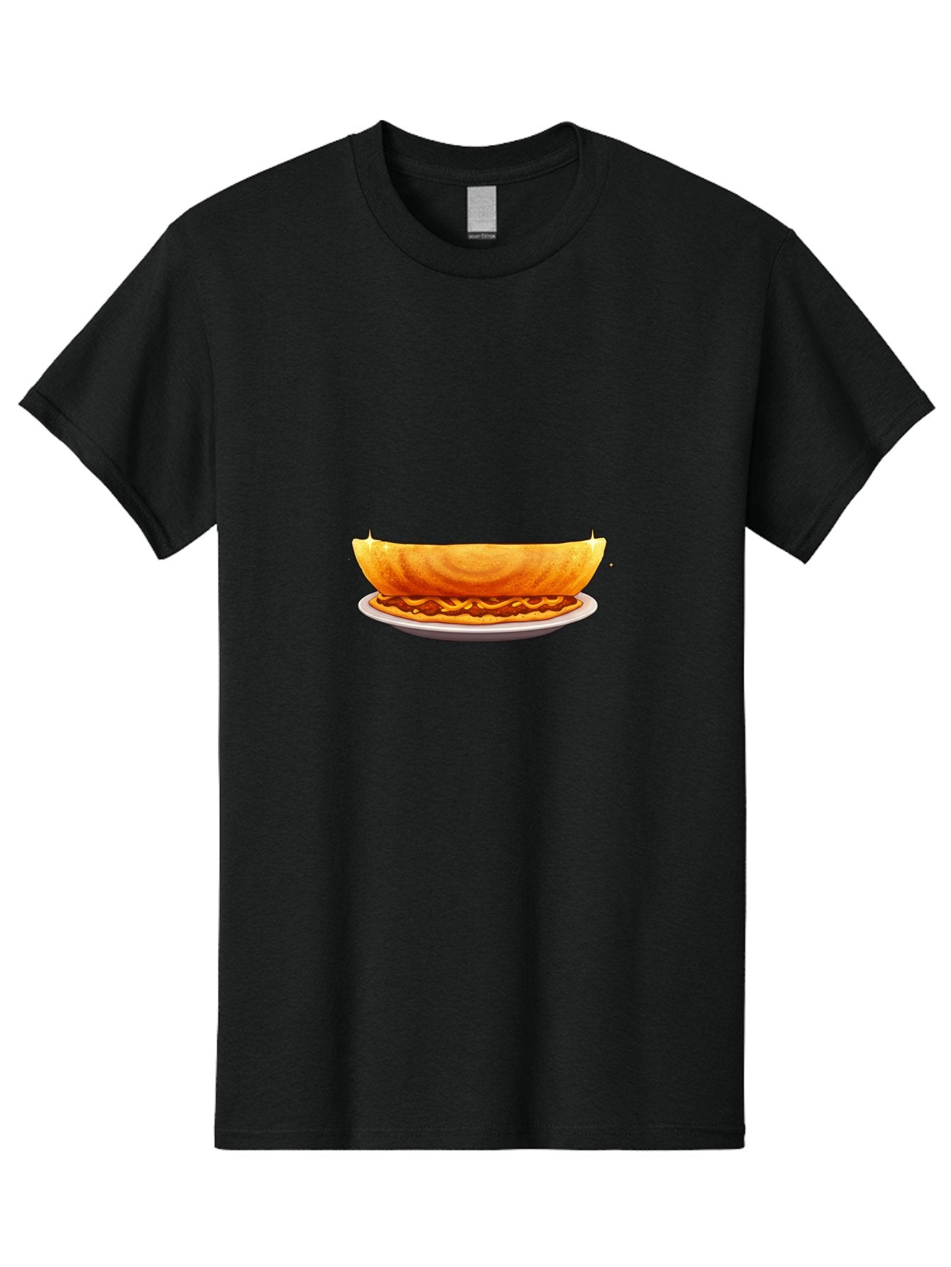Dosa-On-Plate Men'S Graphic Tee, 100% Cotton, Comfortable Casual Summer Wear, Machine Washable, Crunchy Taco Shell, Savory Filling, Mexican Cuisine, Food Illustration, Vibrant Colors, Cartoon Style, Isolated Graphic Baa541