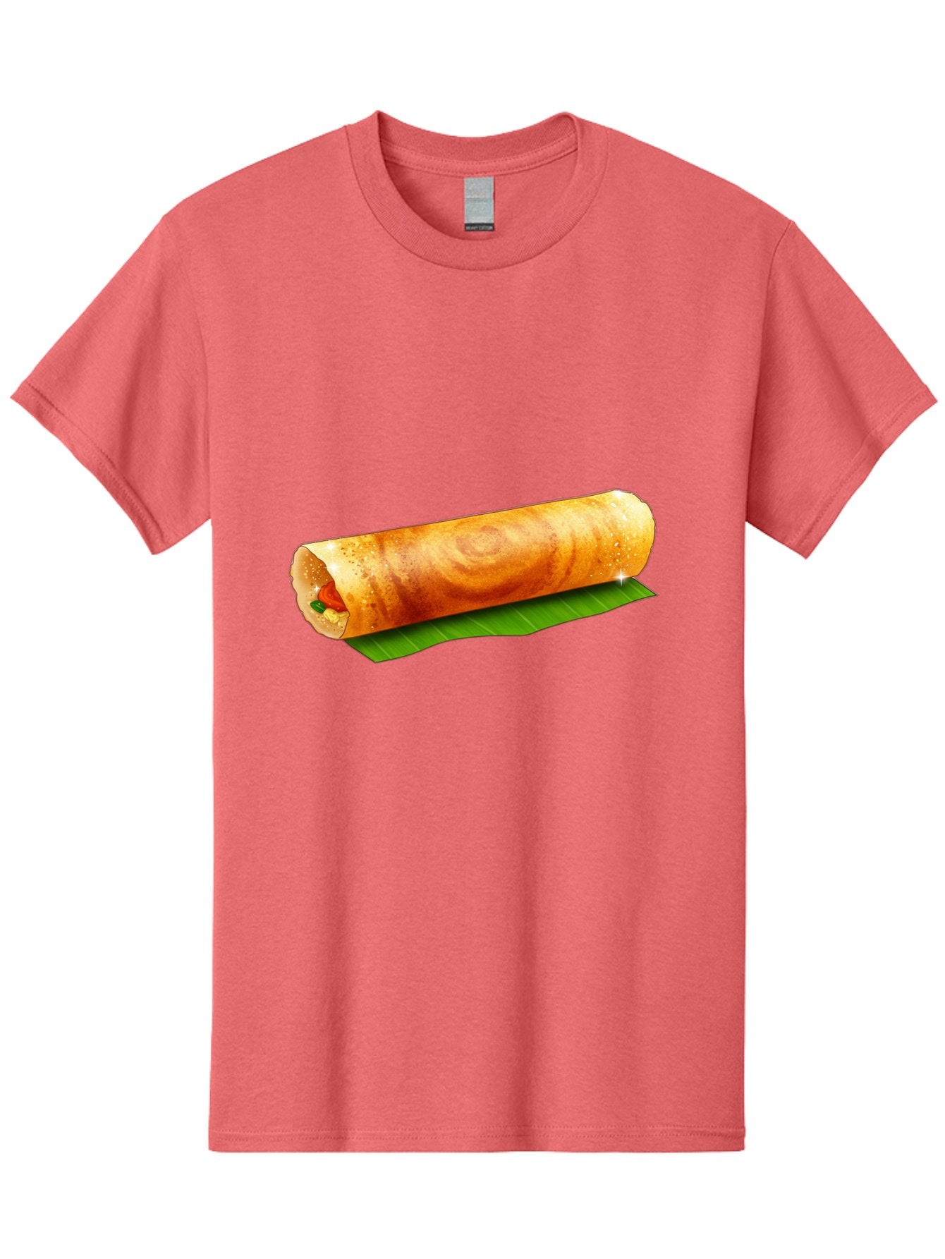 Dosa-Roll Men'S Graphic Tee, 100% Cotton, Comfortable Casual Summer Wear, Machine Washable, Crispy Spring Roll, Golden Brown, Fried Delicacy, Asian Cuisine, Savory Filling, Delicious Snack, Appetizing Treat, Finger Food Baa542 10