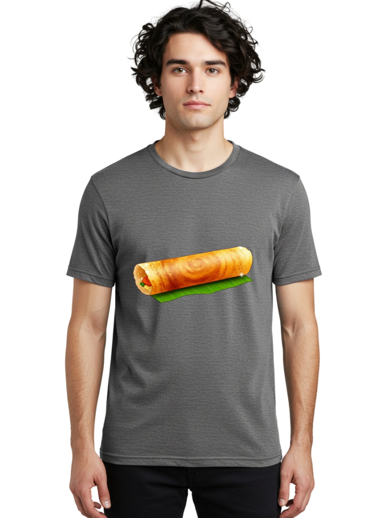 Dosa-Roll Men'S Graphic Tee, 100% Cotton, Comfortable Casual Summer Wear, Machine Washable, Crispy Spring Roll, Golden Brown, Fried Delicacy, Asian Cuisine, Savory Filling, Delicious Snack, Appetizing Treat, Finger Food Baa542 26