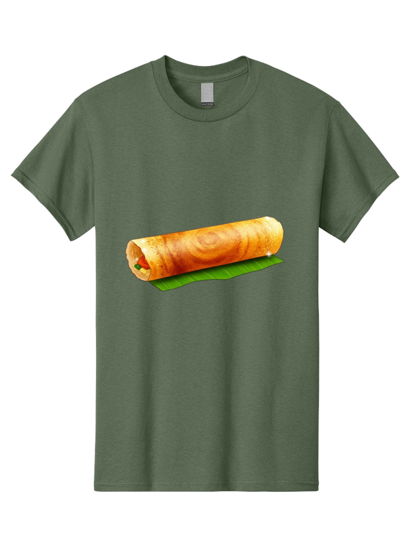 Dosa-Roll Men'S Graphic Tee, 100% Cotton, Comfortable Casual Summer Wear, Machine Washable, Crispy Spring Roll, Golden Brown, Fried Delicacy, Asian Cuisine, Savory Filling, Delicious Snack, Appetizing Treat, Finger Food Baa542 5