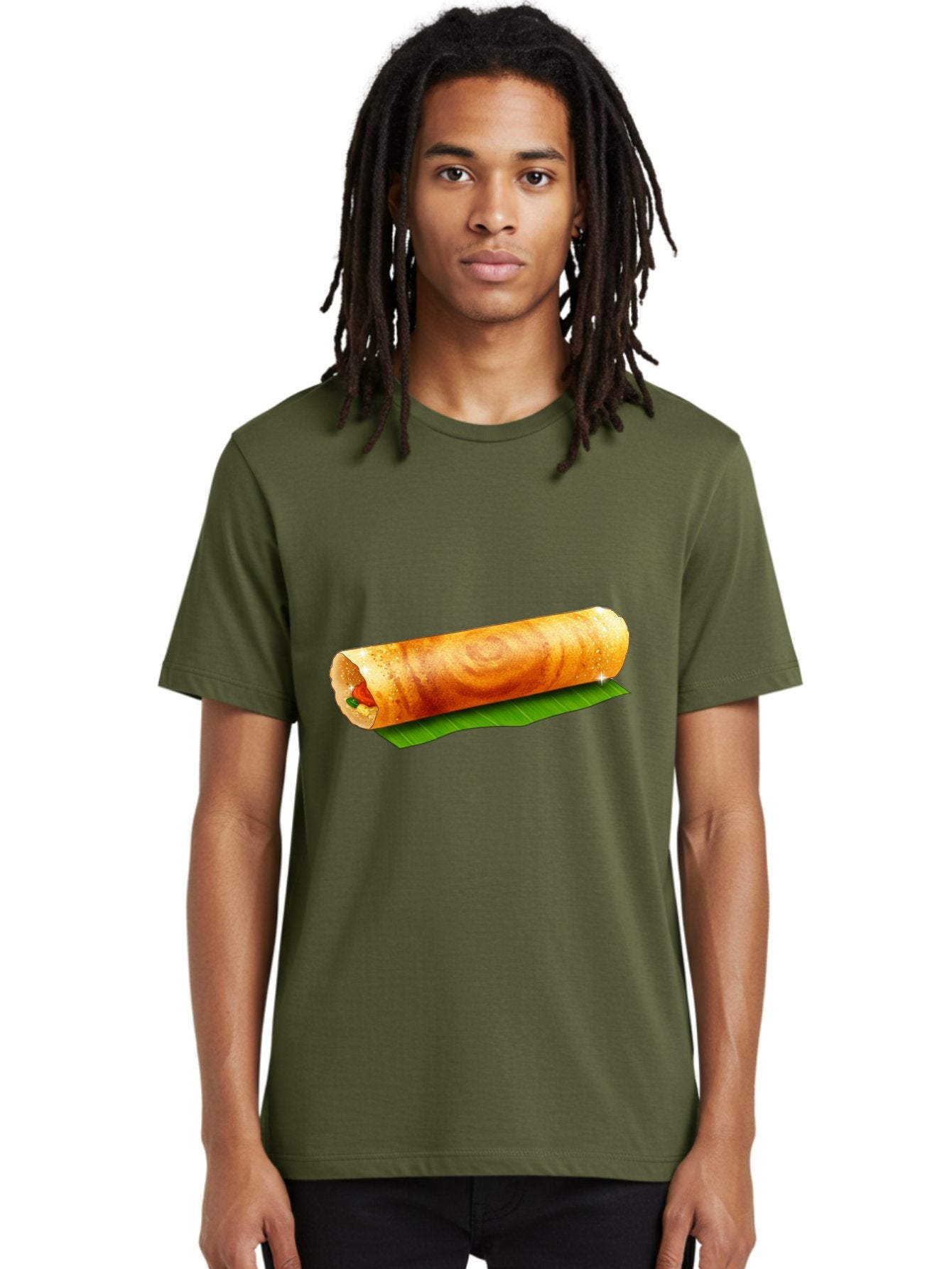 Dosa-Roll Men'S Graphic Tee, 100% Cotton, Comfortable Casual Summer Wear, Machine Washable, Crispy Spring Roll, Golden Brown, Fried Delicacy, Asian Cuisine, Savory Filling, Delicious Snack, Appetizing Treat, Finger Food Baa542 23