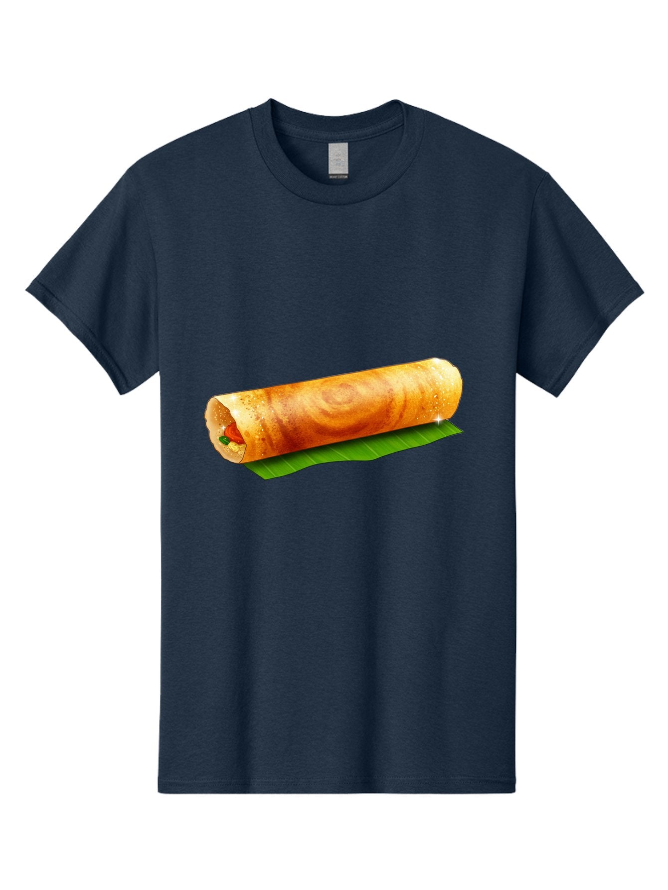 Dosa-Roll Men'S Graphic Tee, 100% Cotton, Comfortable Casual Summer Wear, Machine Washable, Crispy Spring Roll, Golden Brown, Fried Delicacy, Asian Cuisine, Savory Filling, Delicious Snack, Appetizing Treat, Finger Food Baa542