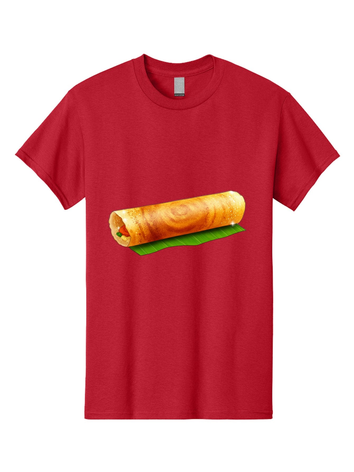 Dosa-Roll Men'S Graphic Tee, 100% Cotton, Comfortable Casual Summer Wear, Machine Washable, Crispy Spring Roll, Golden Brown, Fried Delicacy, Asian Cuisine, Savory Filling, Delicious Snack, Appetizing Treat, Finger Food Baa542 6