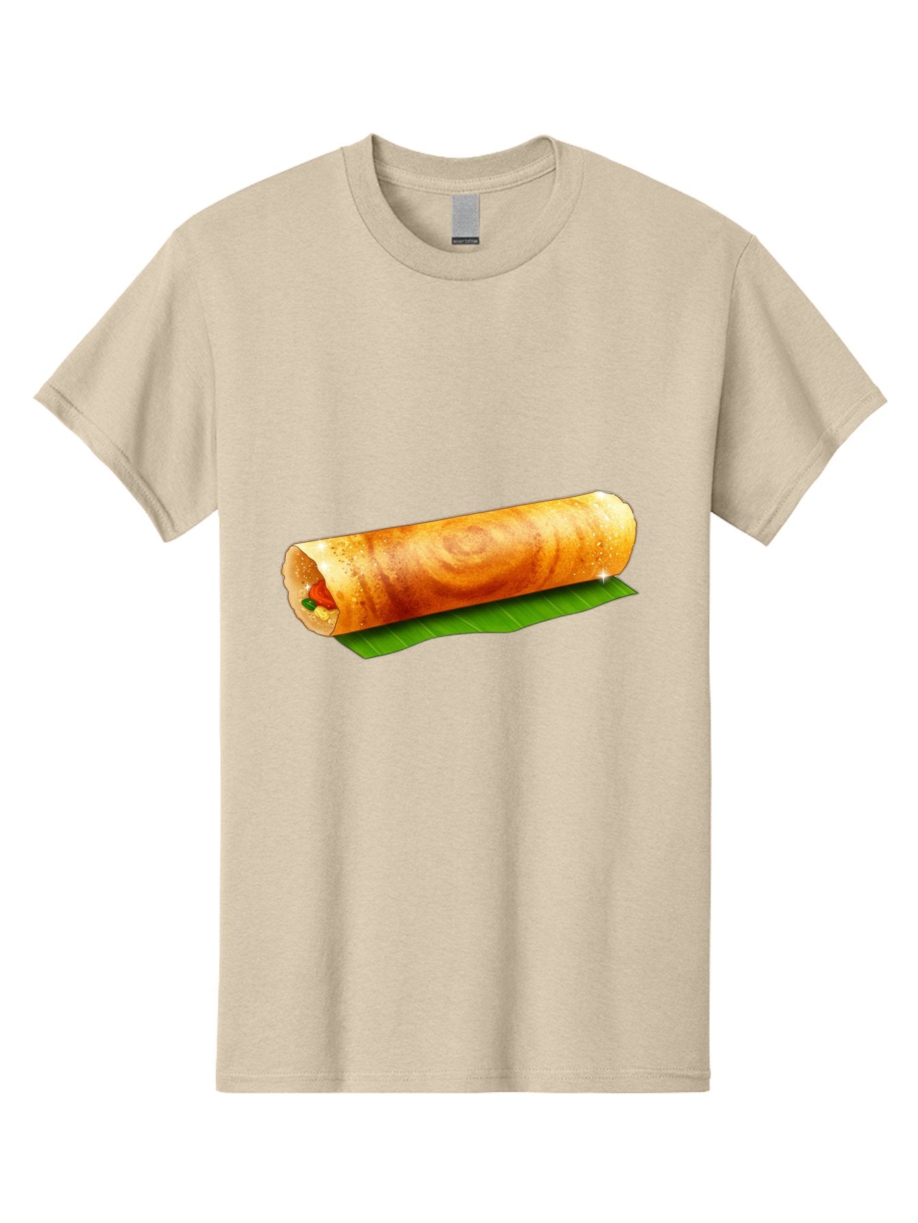 Dosa-Roll Men'S Graphic Tee, 100% Cotton, Comfortable Casual Summer Wear, Machine Washable, Crispy Spring Roll, Golden Brown, Fried Delicacy, Asian Cuisine, Savory Filling, Delicious Snack, Appetizing Treat, Finger Food Baa542 3