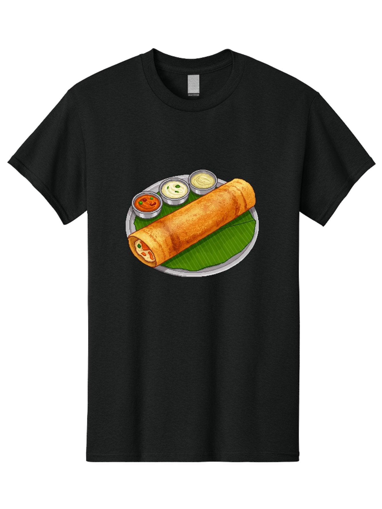 Dosa-With-Chutney-1 Men'S Graphic Tee, 100% Cotton, Comfortable Casual Summer Wear, Machine Washable, South Indian Cuisine, Traditional Breakfast, Dosa With Chutney, Indian Food, Savory Crepe, Fermented Rice, Delicious Dish, Baa543 13