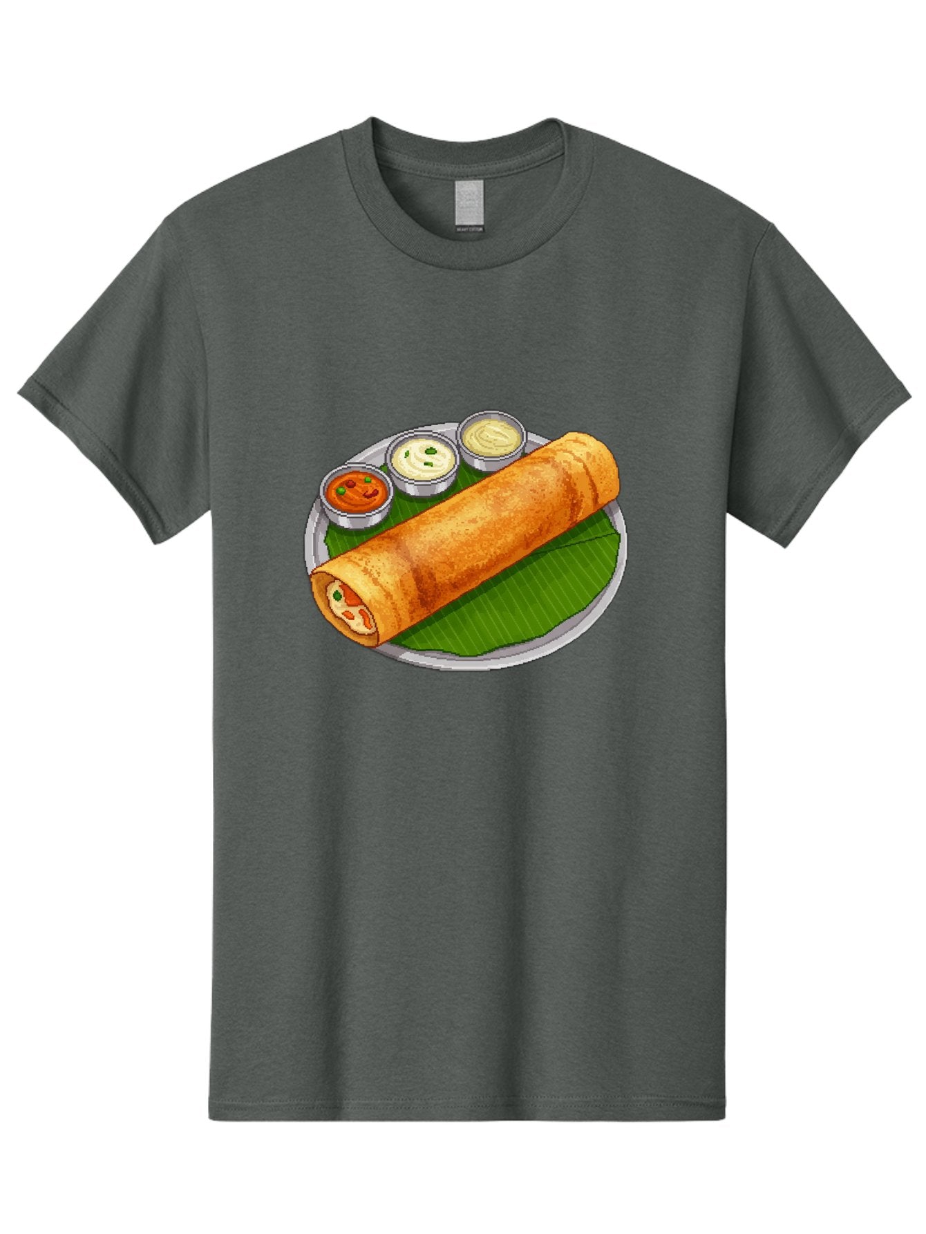Dosa-With-Chutney-1 Men'S Graphic Tee, 100% Cotton, Comfortable Casual Summer Wear, Machine Washable, South Indian Cuisine, Traditional Breakfast, Dosa With Chutney, Indian Food, Savory Crepe, Fermented Rice, Delicious Dish, Baa543 8