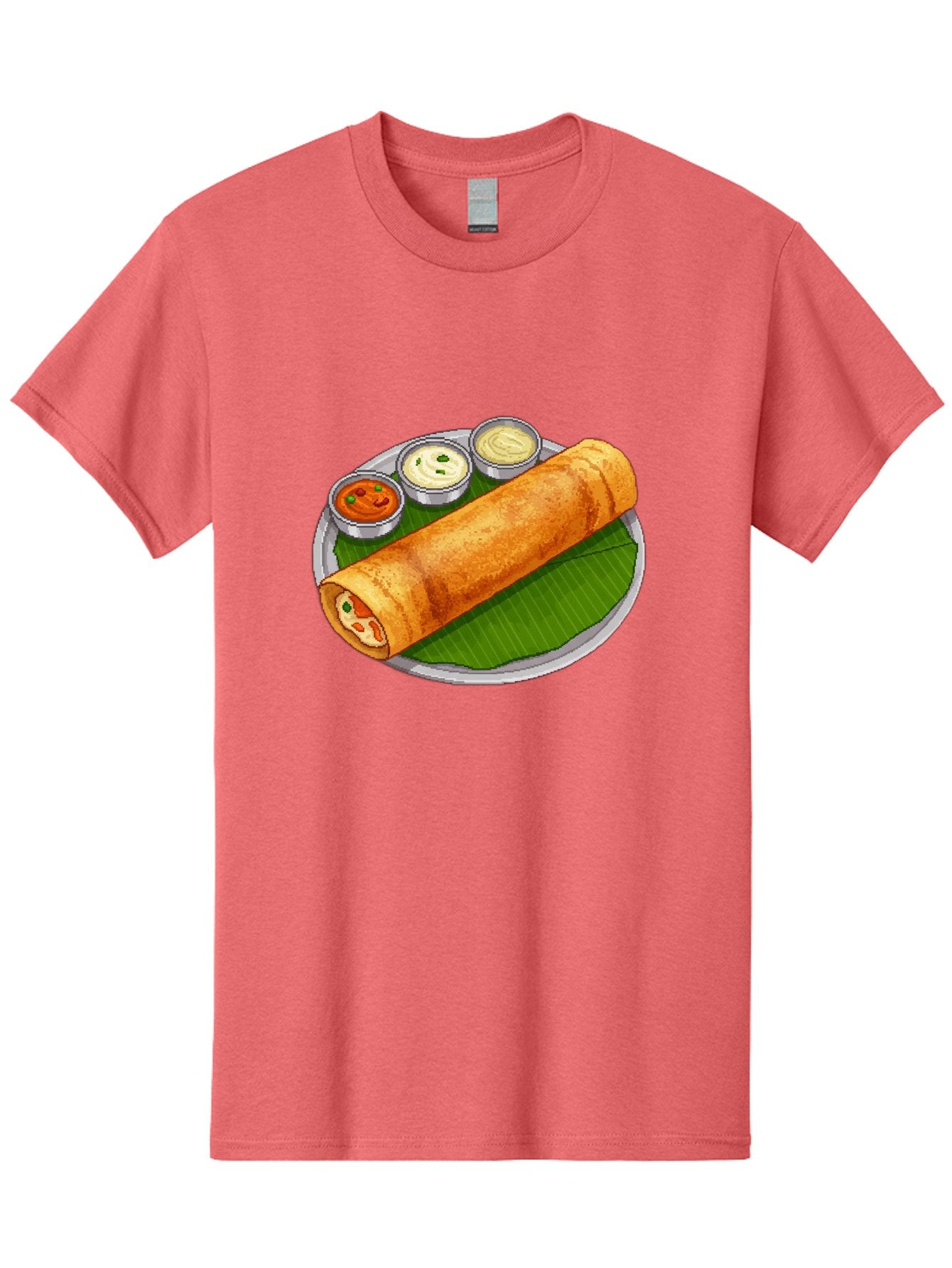 Dosa-With-Chutney-1 Men'S Graphic Tee, 100% Cotton, Comfortable Casual Summer Wear, Machine Washable, South Indian Cuisine, Traditional Breakfast, Dosa With Chutney, Indian Food, Savory Crepe, Fermented Rice, Delicious Dish, Baa543 10