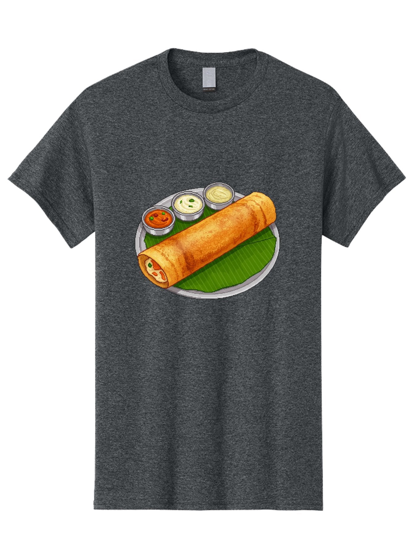 Dosa-With-Chutney-1 Men'S Graphic Tee, 100% Cotton, Comfortable Casual Summer Wear, Machine Washable, South Indian Cuisine, Traditional Breakfast, Dosa With Chutney, Indian Food, Savory Crepe, Fermented Rice, Delicious Dish, Baa543 4