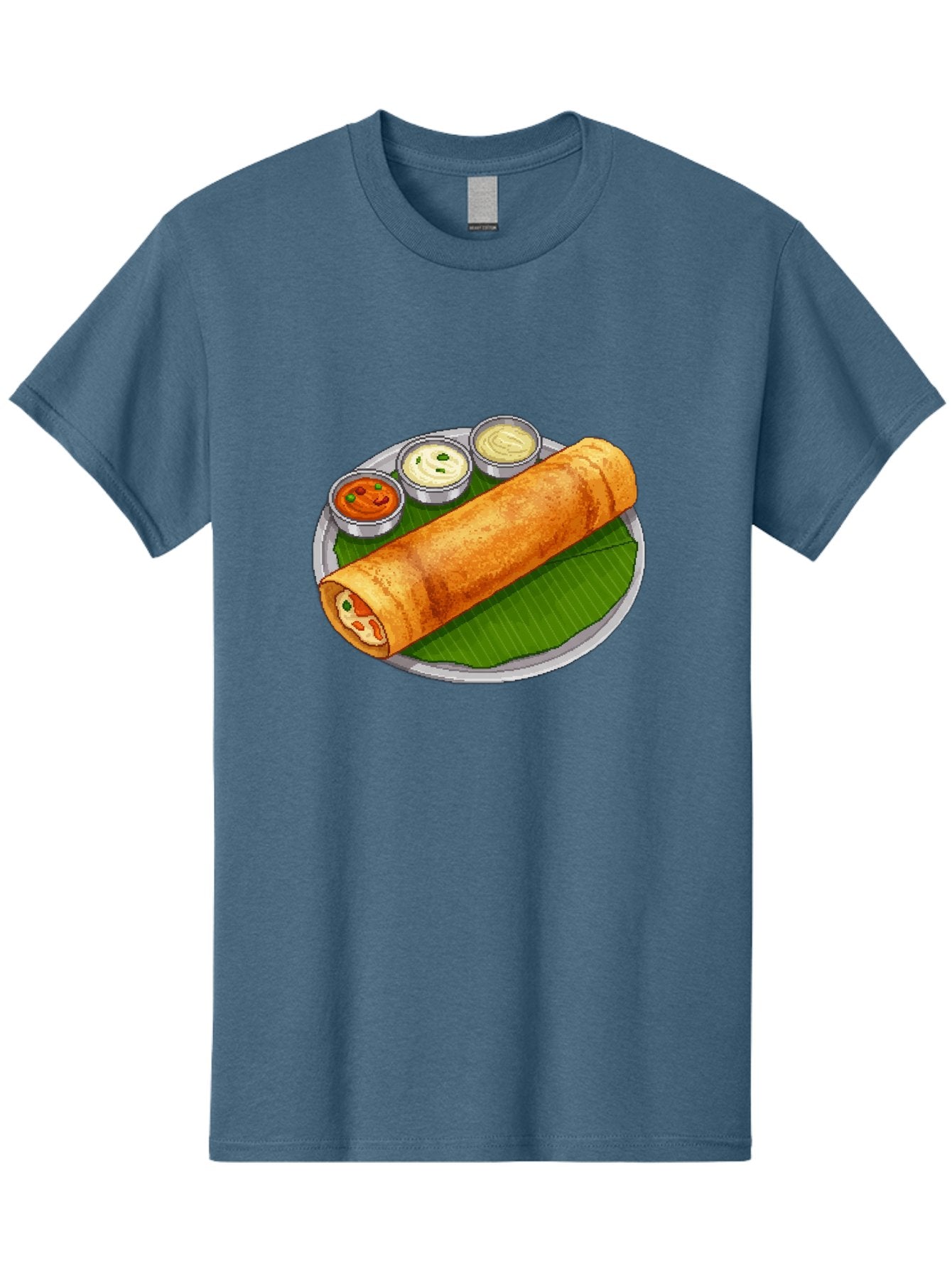 Dosa-With-Chutney-1 Men'S Graphic Tee, 100% Cotton, Comfortable Casual Summer Wear, Machine Washable, South Indian Cuisine, Traditional Breakfast, Dosa With Chutney, Indian Food, Savory Crepe, Fermented Rice, Delicious Dish, Baa543 3