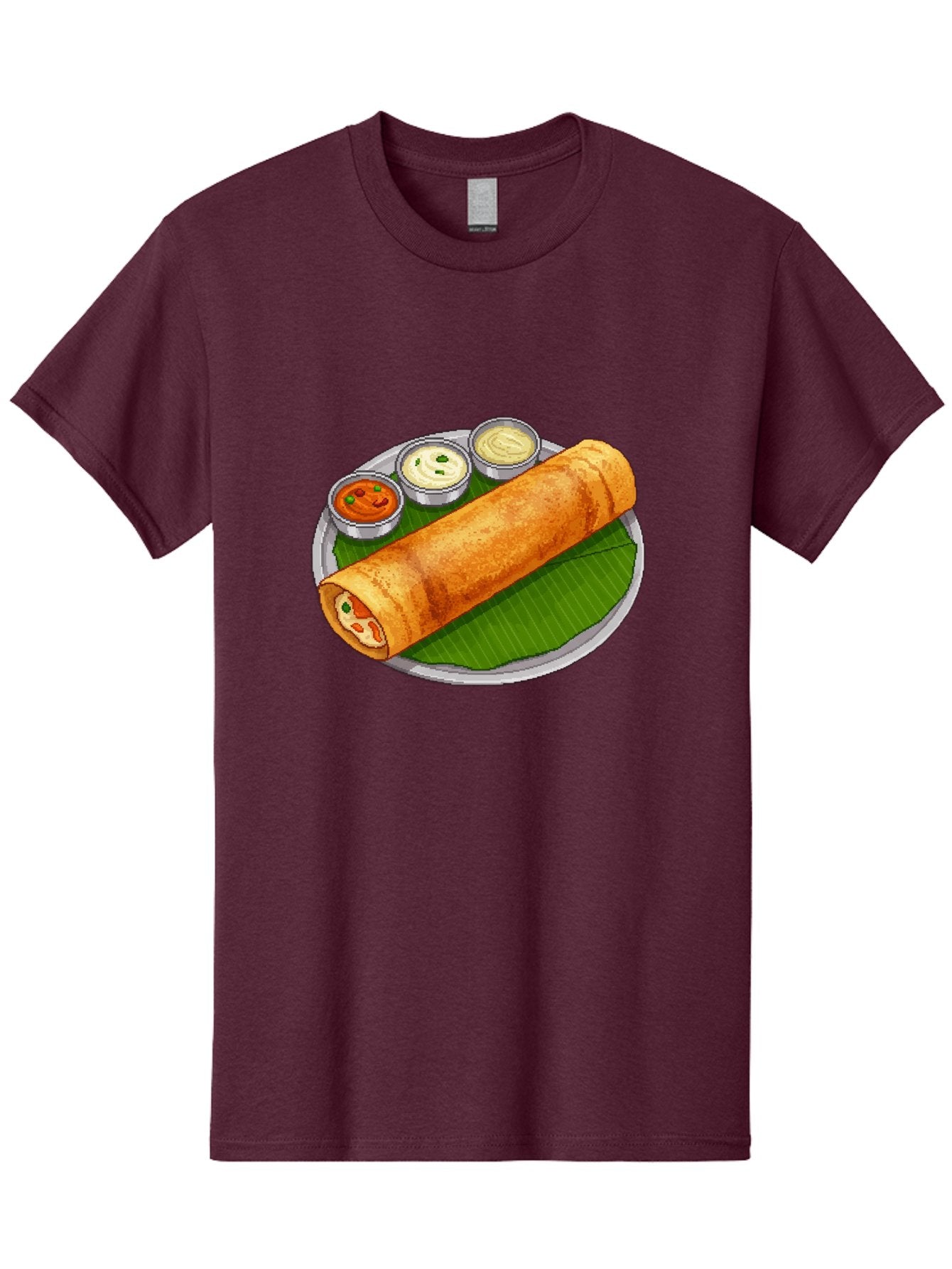 Dosa-With-Chutney-1 Men'S Graphic Tee, 100% Cotton, Comfortable Casual Summer Wear, Machine Washable, South Indian Cuisine, Traditional Breakfast, Dosa With Chutney, Indian Food, Savory Crepe, Fermented Rice, Delicious Dish, Baa543 15