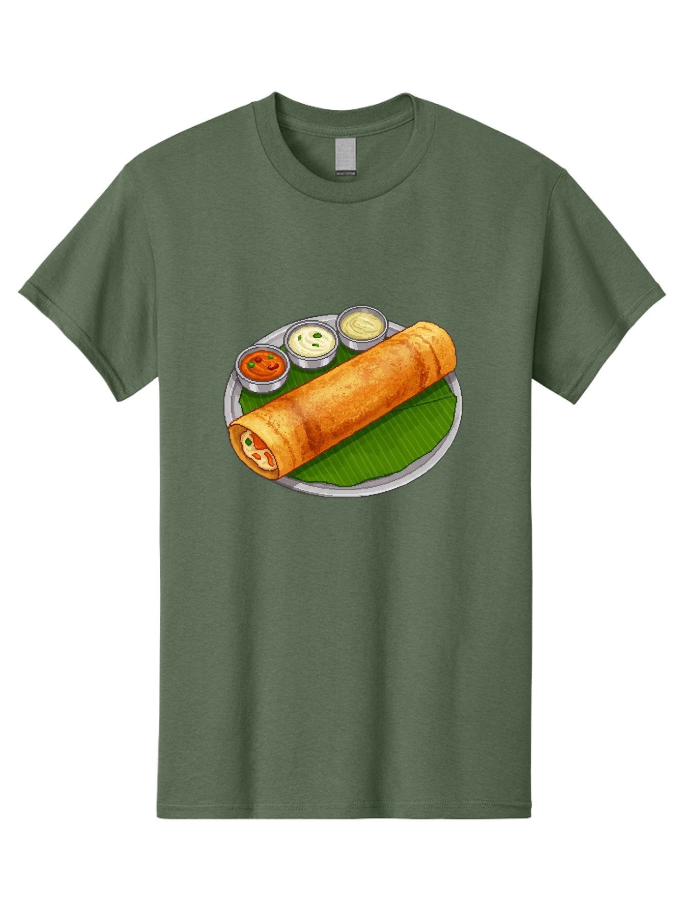 Dosa-With-Chutney-1 Men'S Graphic Tee, 100% Cotton, Comfortable Casual Summer Wear, Machine Washable, South Indian Cuisine, Traditional Breakfast, Dosa With Chutney, Indian Food, Savory Crepe, Fermented Rice, Delicious Dish, Baa543 9