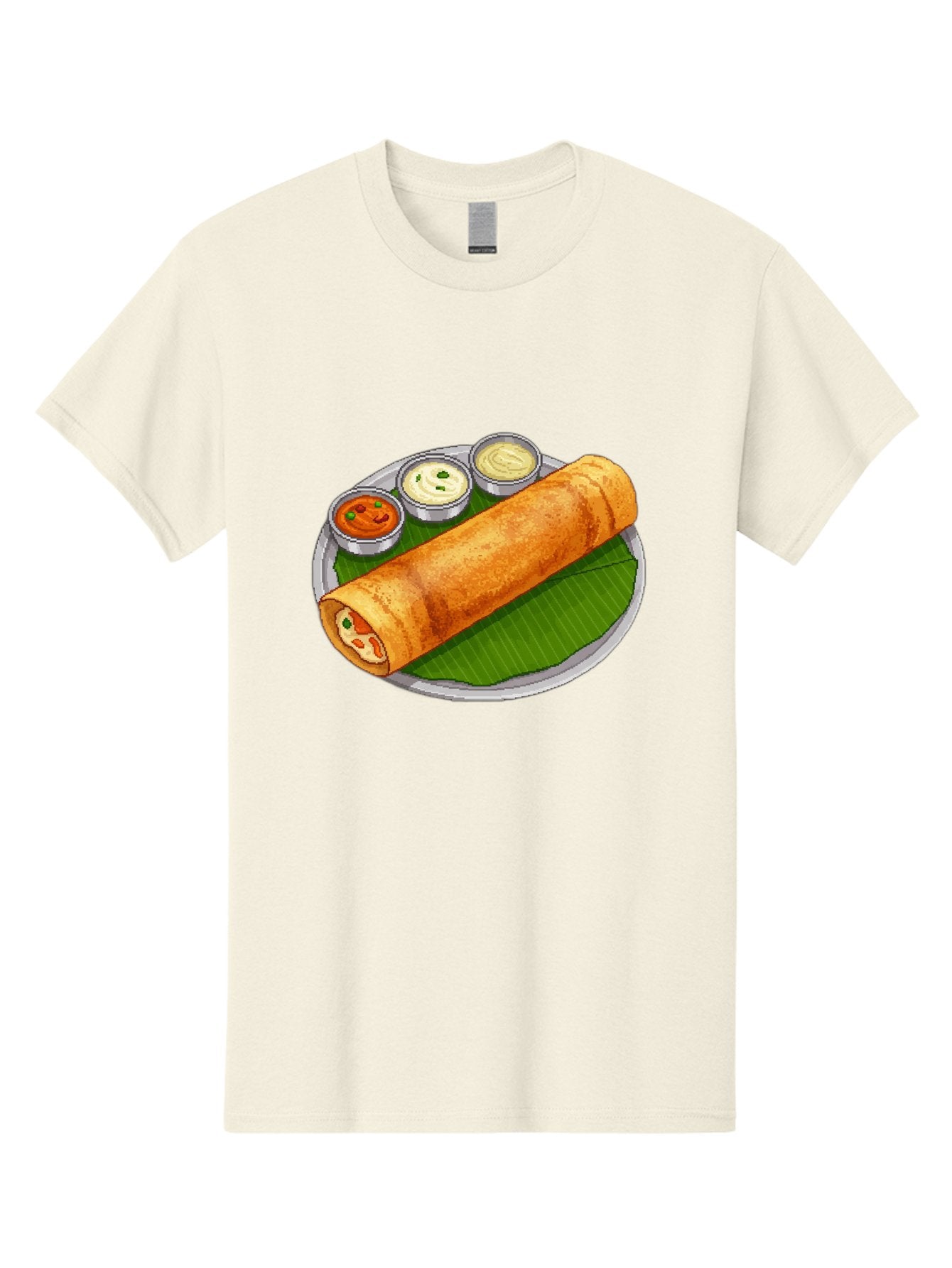 Dosa-With-Chutney-1 Men'S Graphic Tee, 100% Cotton, Comfortable Casual Summer Wear, Machine Washable, South Indian Cuisine, Traditional Breakfast, Dosa With Chutney, Indian Food, Savory Crepe, Fermented Rice, Delicious Dish, Baa543 12