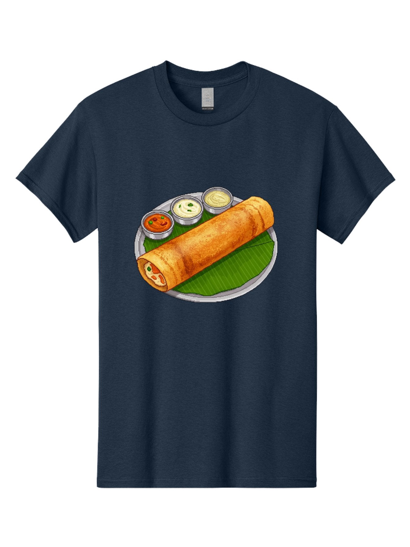 Dosa-With-Chutney-1 Men'S Graphic Tee, 100% Cotton, Comfortable Casual Summer Wear, Machine Washable, South Indian Cuisine, Traditional Breakfast, Dosa With Chutney, Indian Food, Savory Crepe, Fermented Rice, Delicious Dish, Baa543 7
